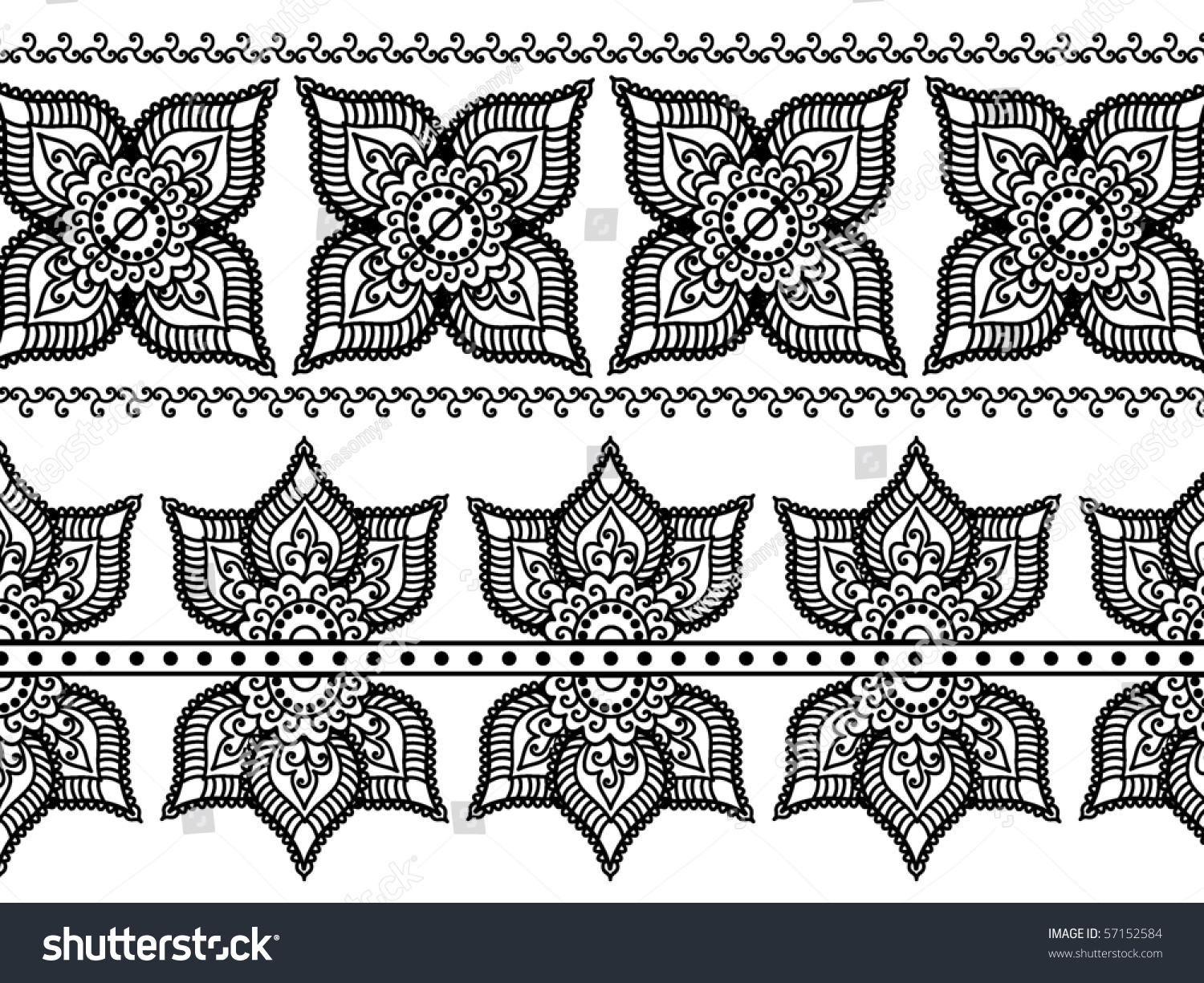 Very Detail Henna Art Inspired Border Stock Vector 57152584 - Shutterstock