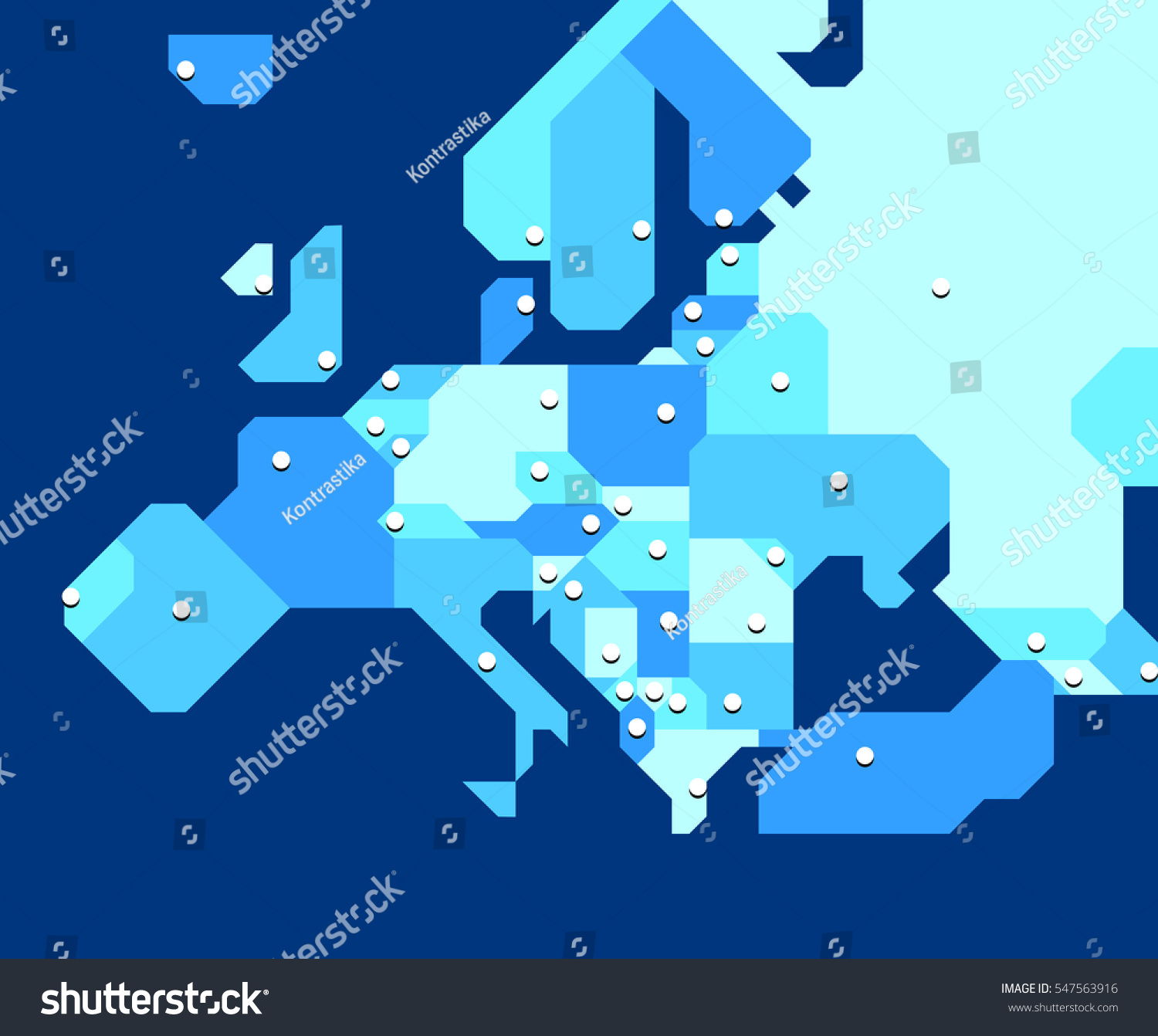 Very Simplified Map Europe States Their Stock Vector (Royalty Free