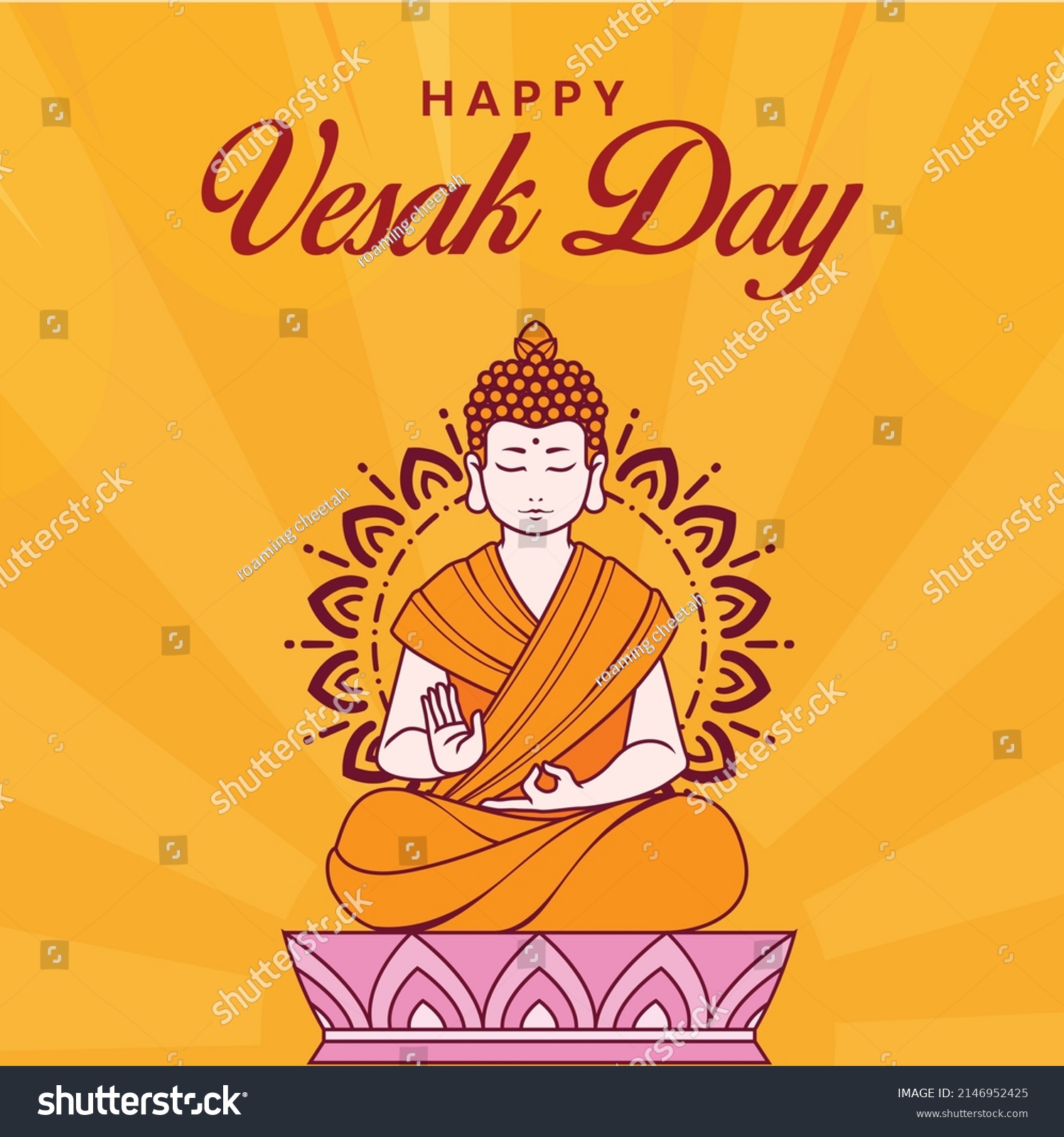 Vesak Day Buddha Sitting Illustration Stock Vector (Royalty Free ...