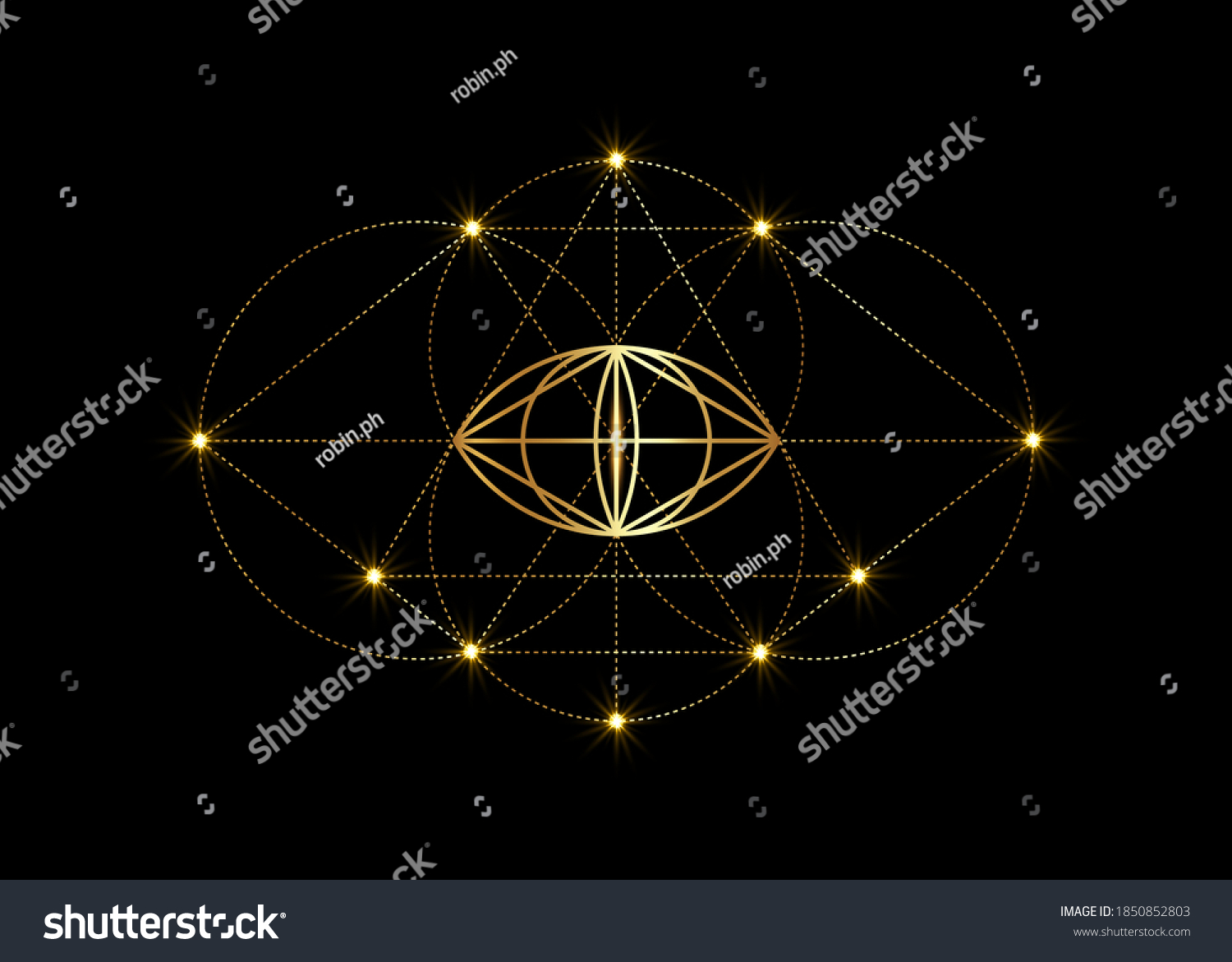 Vesica Piscis Gold Sacred Geometry All Stock Vector (Royalty Free