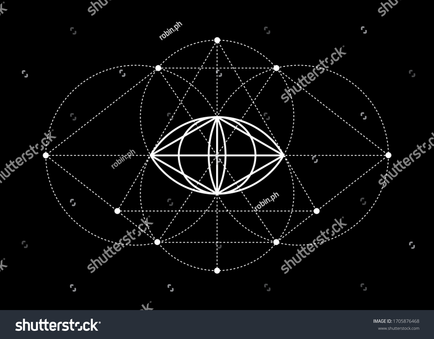 Vesica Piscis Sacred Geometry All Seeing เวกเตอร์สต็อก (ปลอดค่า