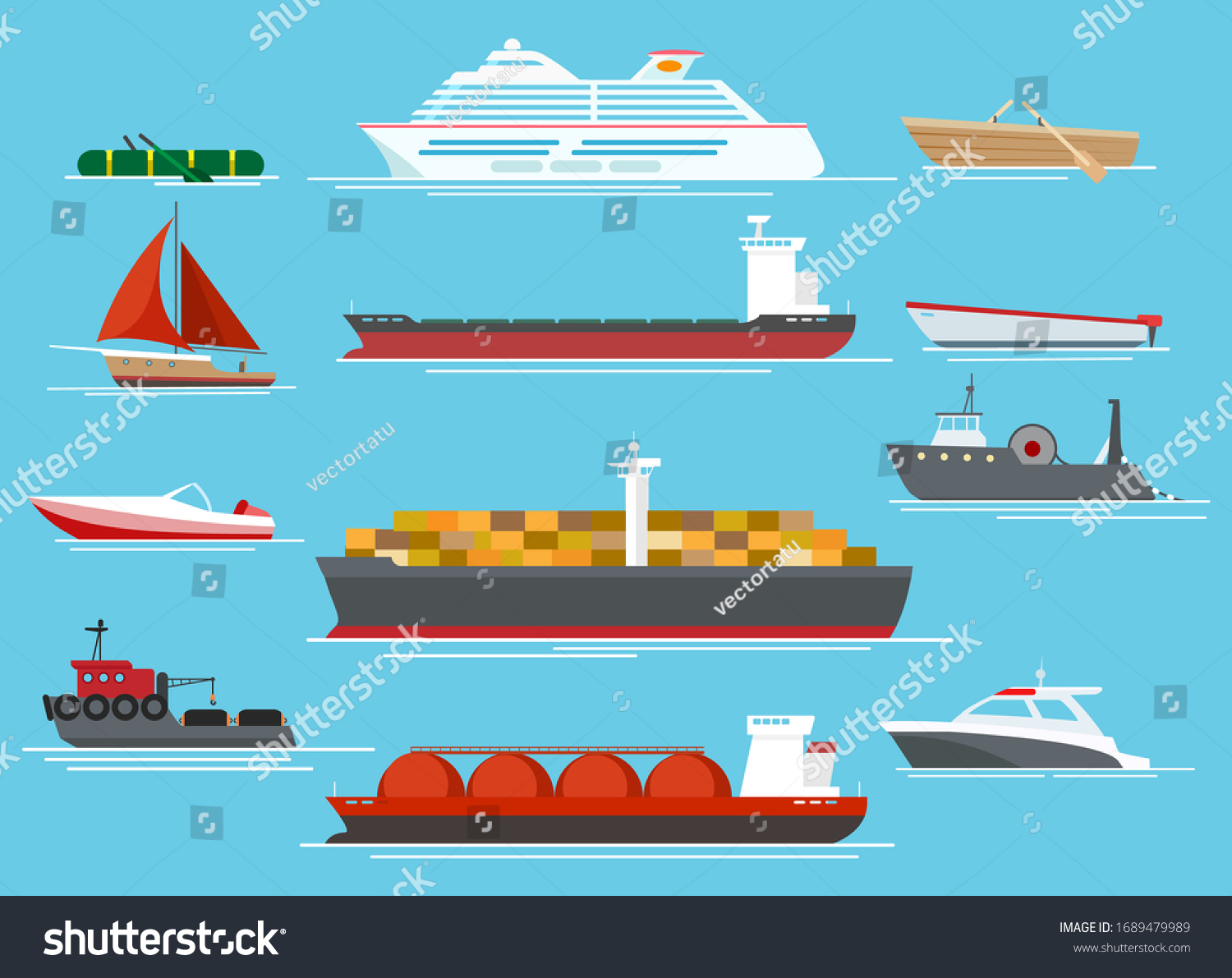 Vessel Set Traveling Shipping Vessels Transport Stock Vector (Royalty ...