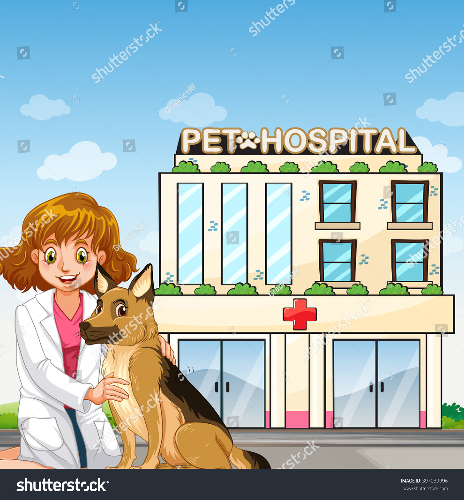 Vet Dog Teh Animal Hospital Illustration Stock Vector Royalty Free 397039996