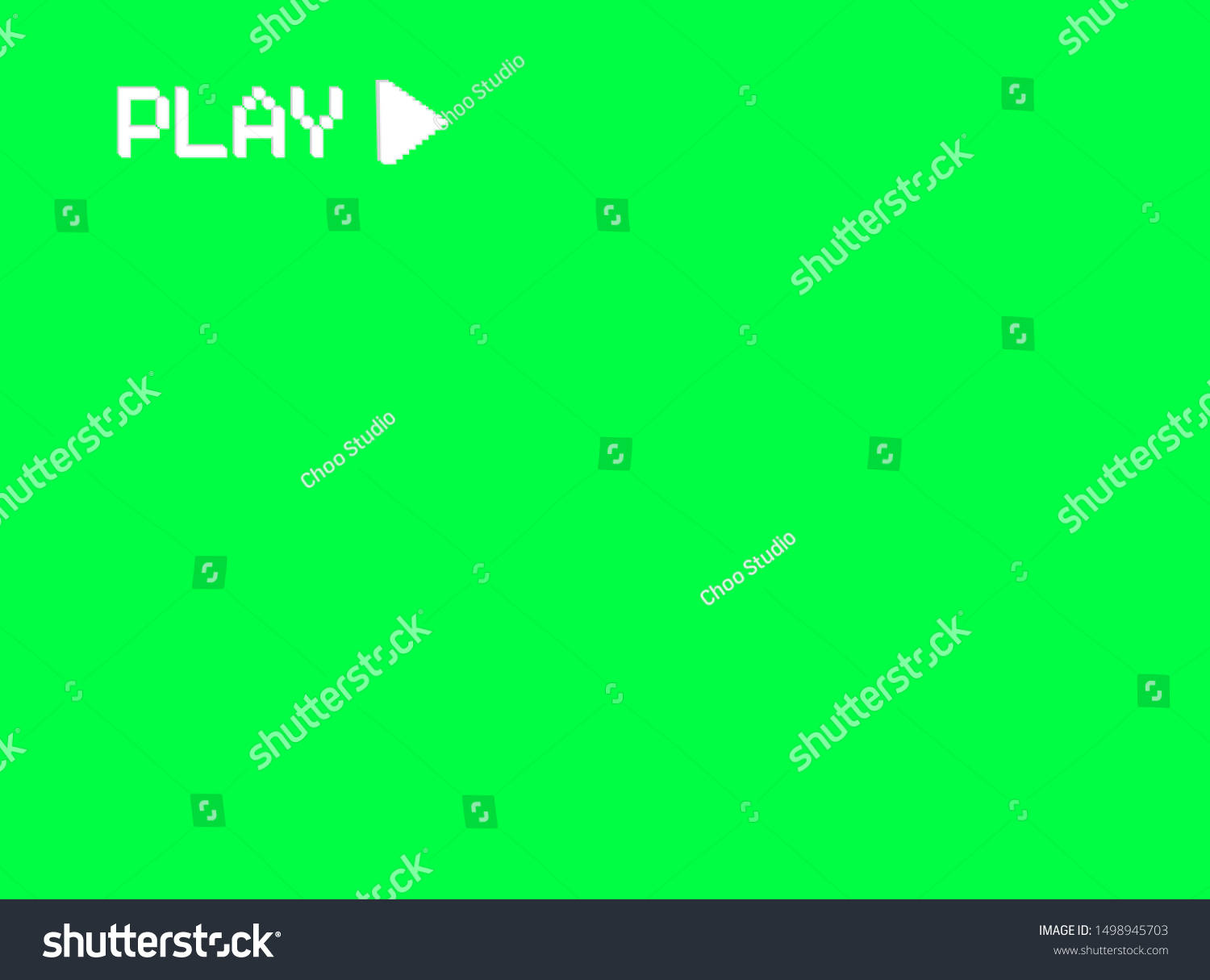 SVG of VHS play screen of a videotape player. Retro 80s style vintage television video recorder pixel art background. Green screen chromakey vector svg
