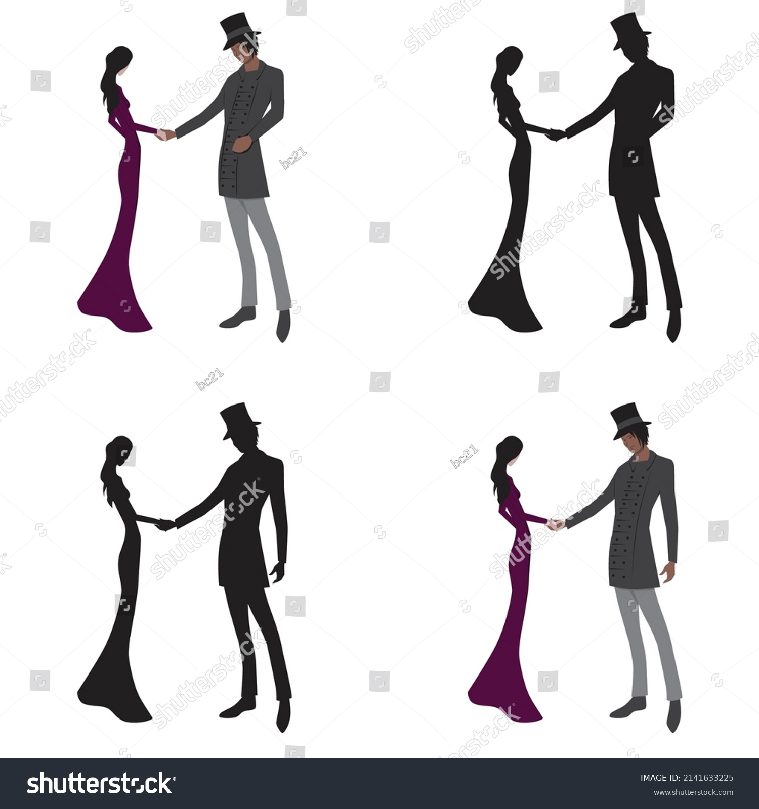 Victorian Couple Vector Graphics Artwork Stock Vector Royalty Free   Stock Vector Victorian Couple Vector Graphics Artwork 2141633225 