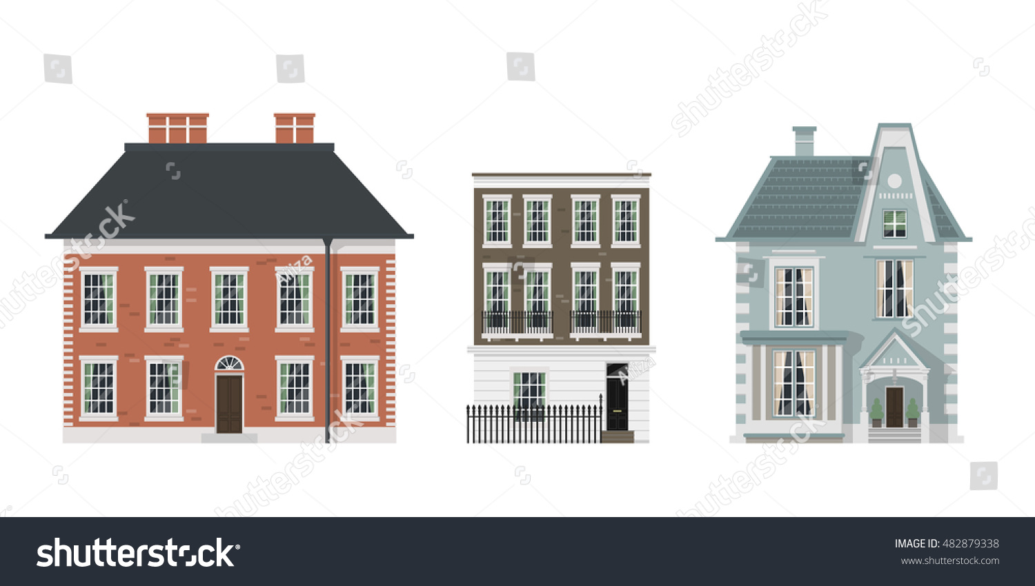 SVG of Victorian houses set svg
