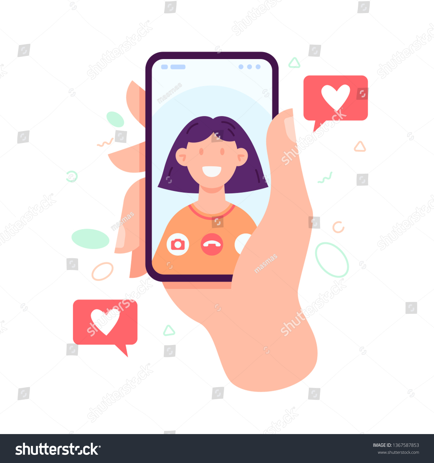 Video Call Concept Video Call Loved Stock Vector (Royalty Free ...