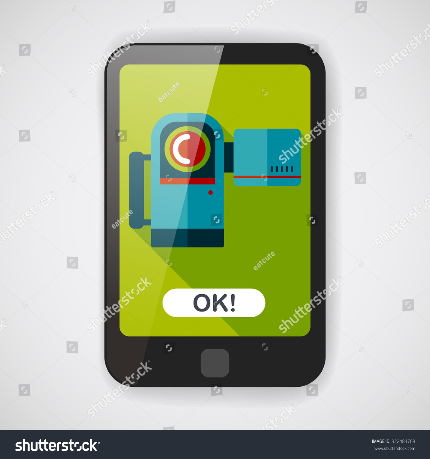 flat design smartphone with video camera clip art preview