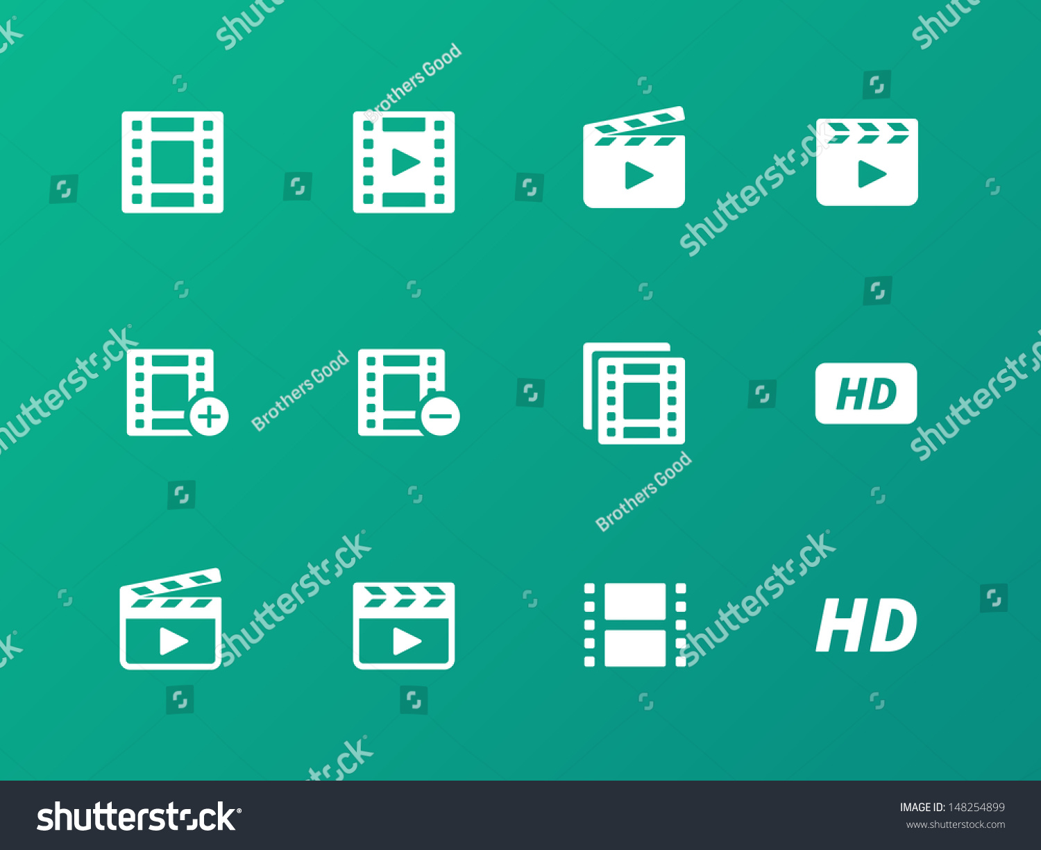 Video Icons On Green Background. Vector Illustration. - 148254899 ...