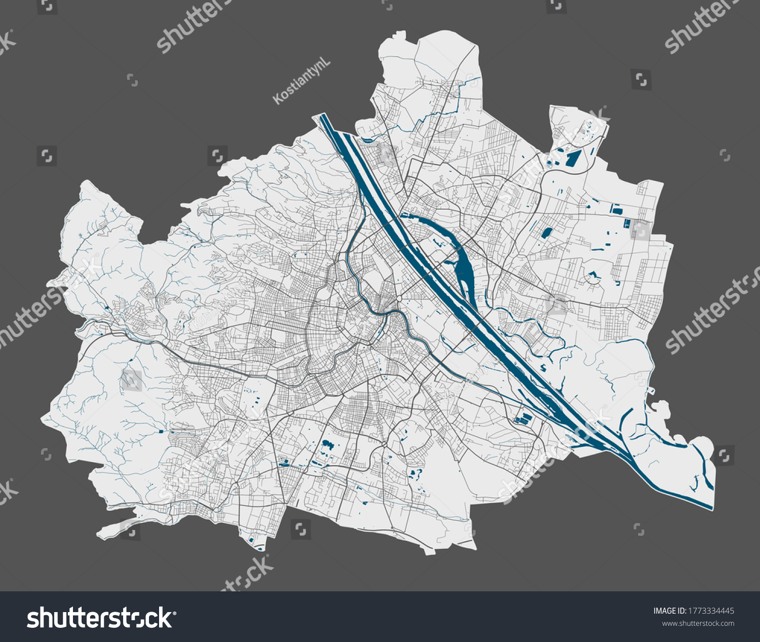 Vienna Map Detailed Vector Map Vienna 库存矢量图免版税 Shutterstock