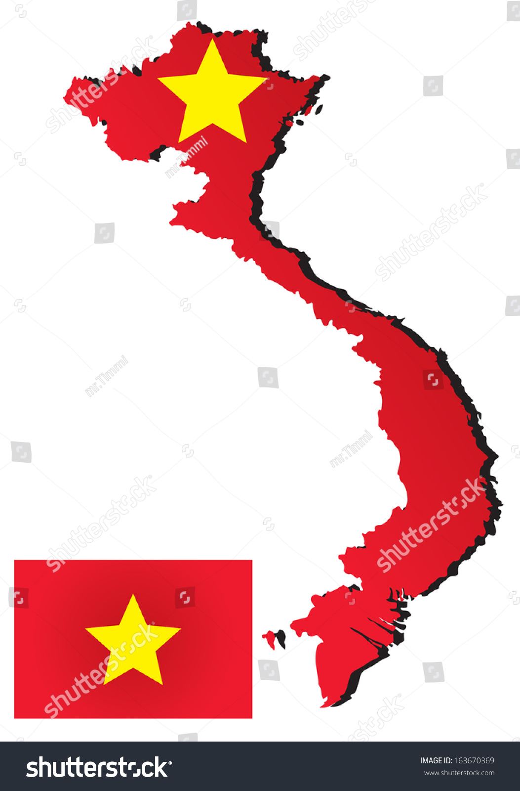 Vietnam Map Flag Stock Vector 163670369 - Shutterstock