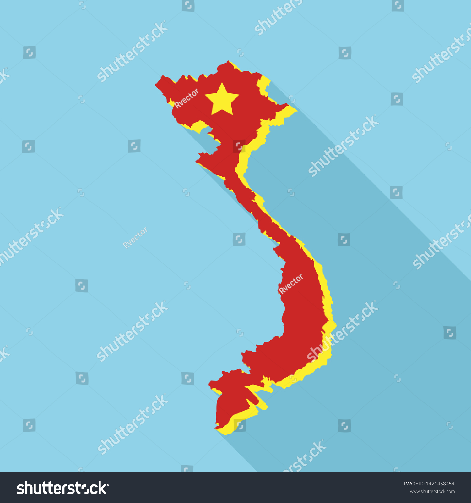 Vietnam Teritory Map Icon Flat Illustration Stock Vector (Royalty Free ...