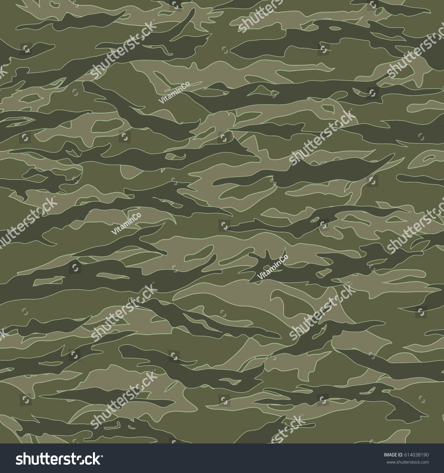 Vietnam Tiger Stripe Camouflage Seamless Patterns Stock Vector (Royalty