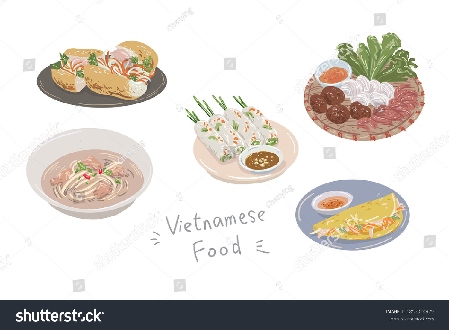 Vietnamese Food Asian Food Traditional Cuisine Stock Vector (Royalty ...