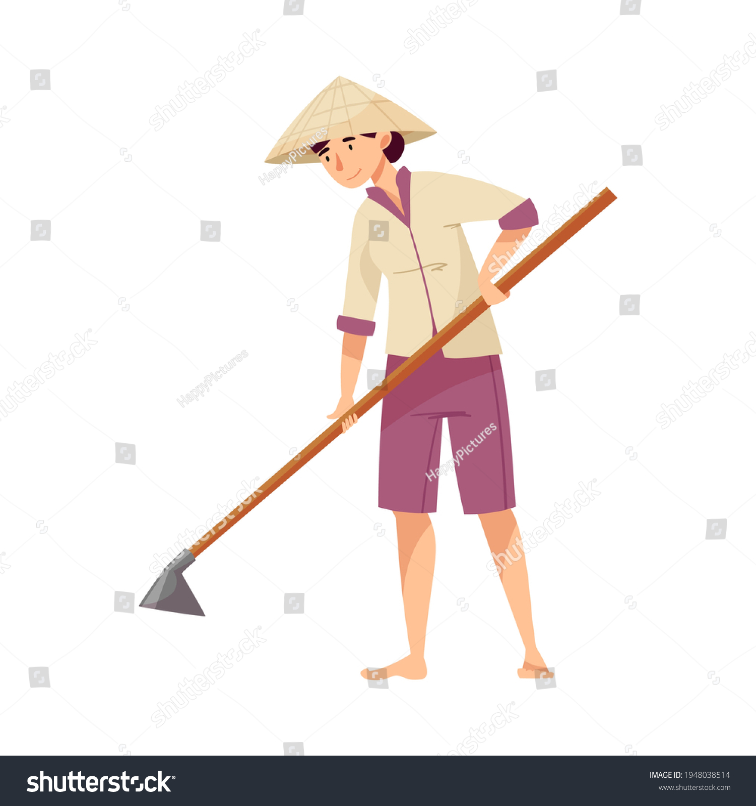 Vietnamese Woman Farmer Straw Conical Hat Stock Vector Royalty Free 1948038514 Shutterstock 7641