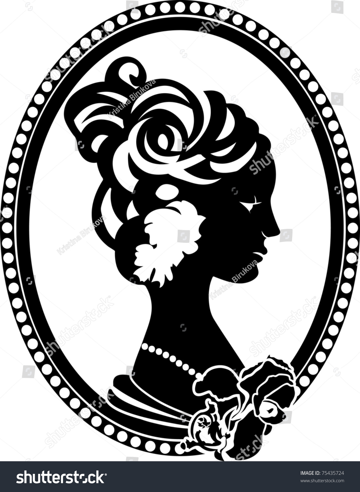 Vignette Retro Medallion Female Profile Stock Vector (Royalty Free ...