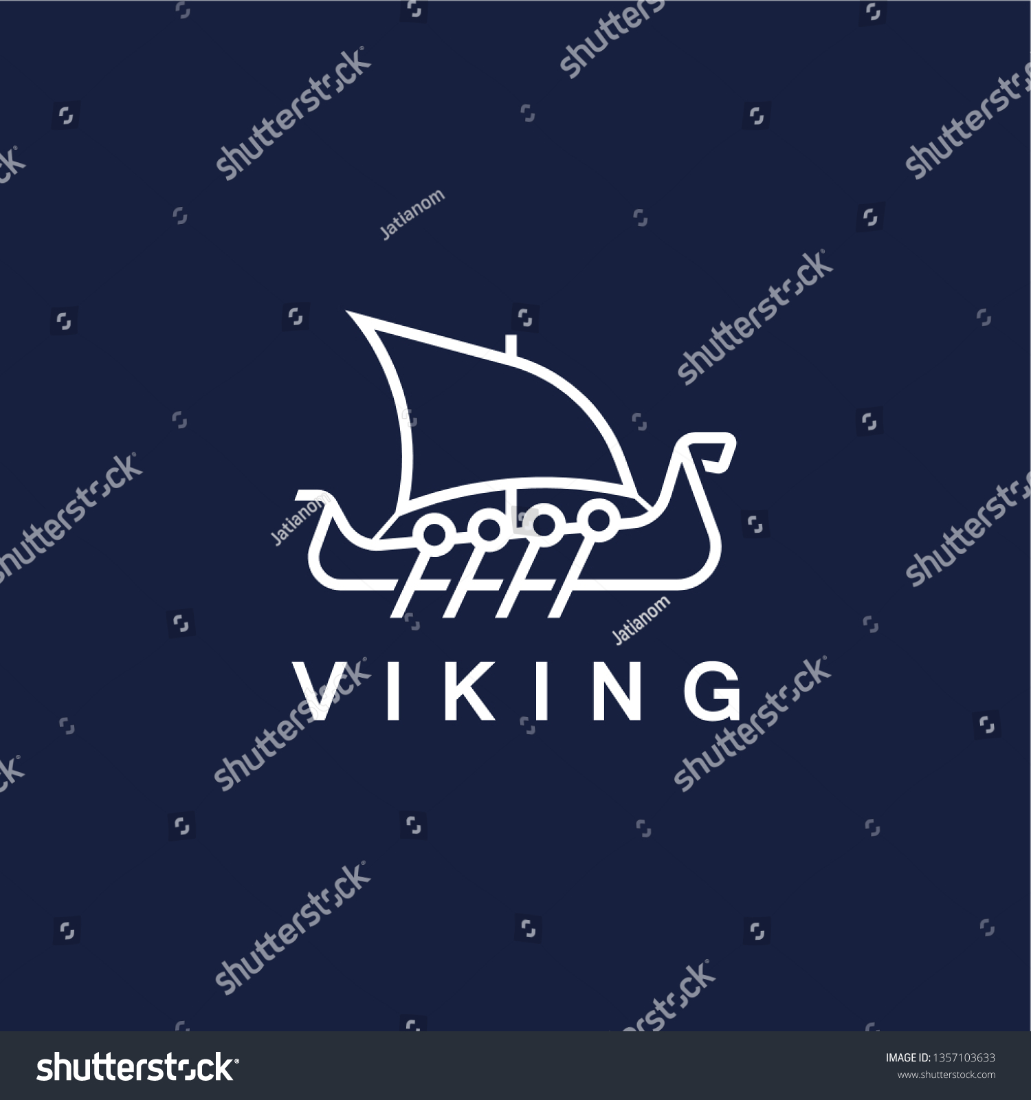 Viking Boat Logo Template Ship Line Stock Vector (Royalty Free ...