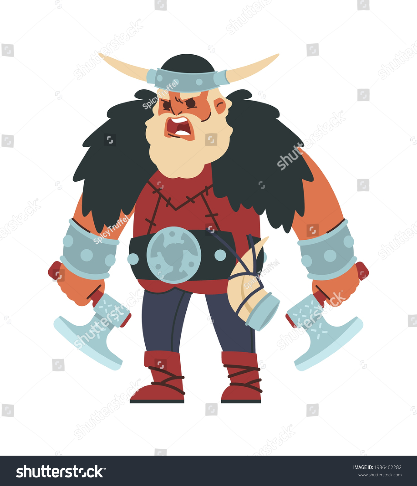 Viking Cartoon Scandinavian Warrior Shouting Strong Stock Vector ...