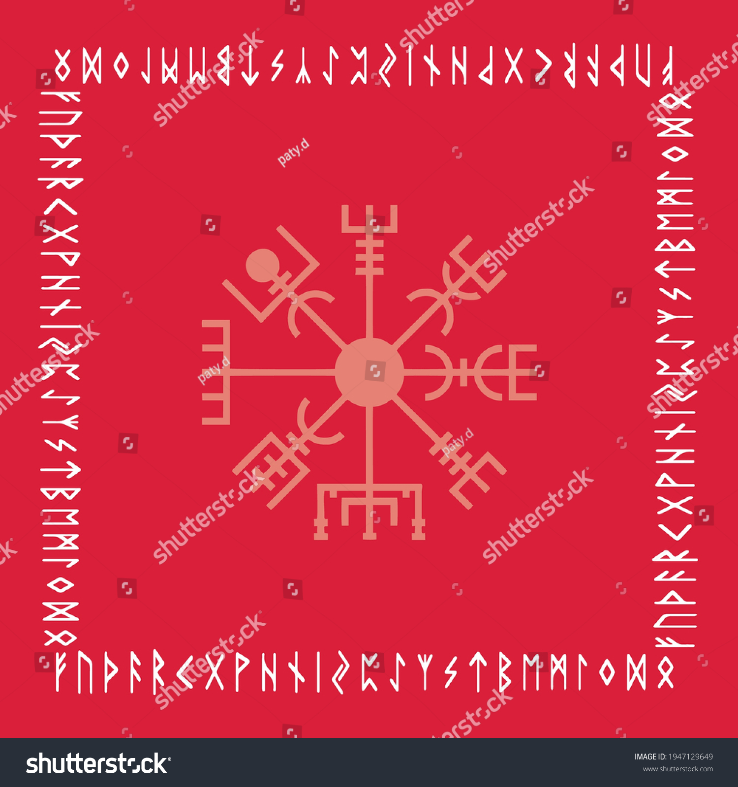 Viking Compass Banner Vegvisir Scandinavian Runes Stock Vector (Royalty ...