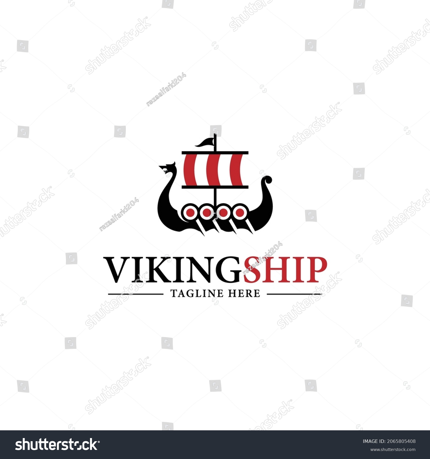 Viking Ship Logo Design Vector Logo Stock Vector (Royalty Free) 2065805408