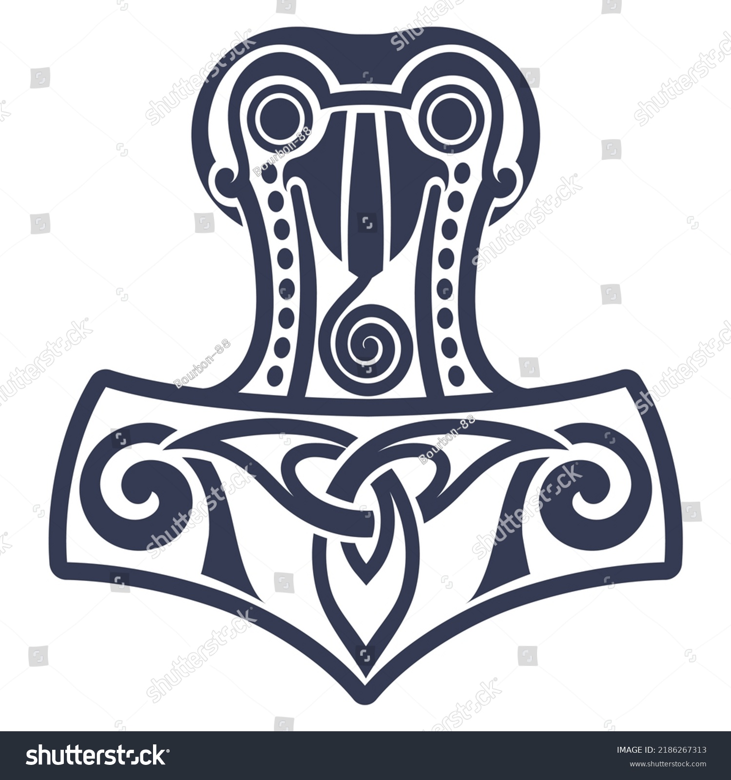 SVG of Viking style design. Thors hammer - Mjolnir and the Scandinavian ornament, isolated on white, vector illustration svg