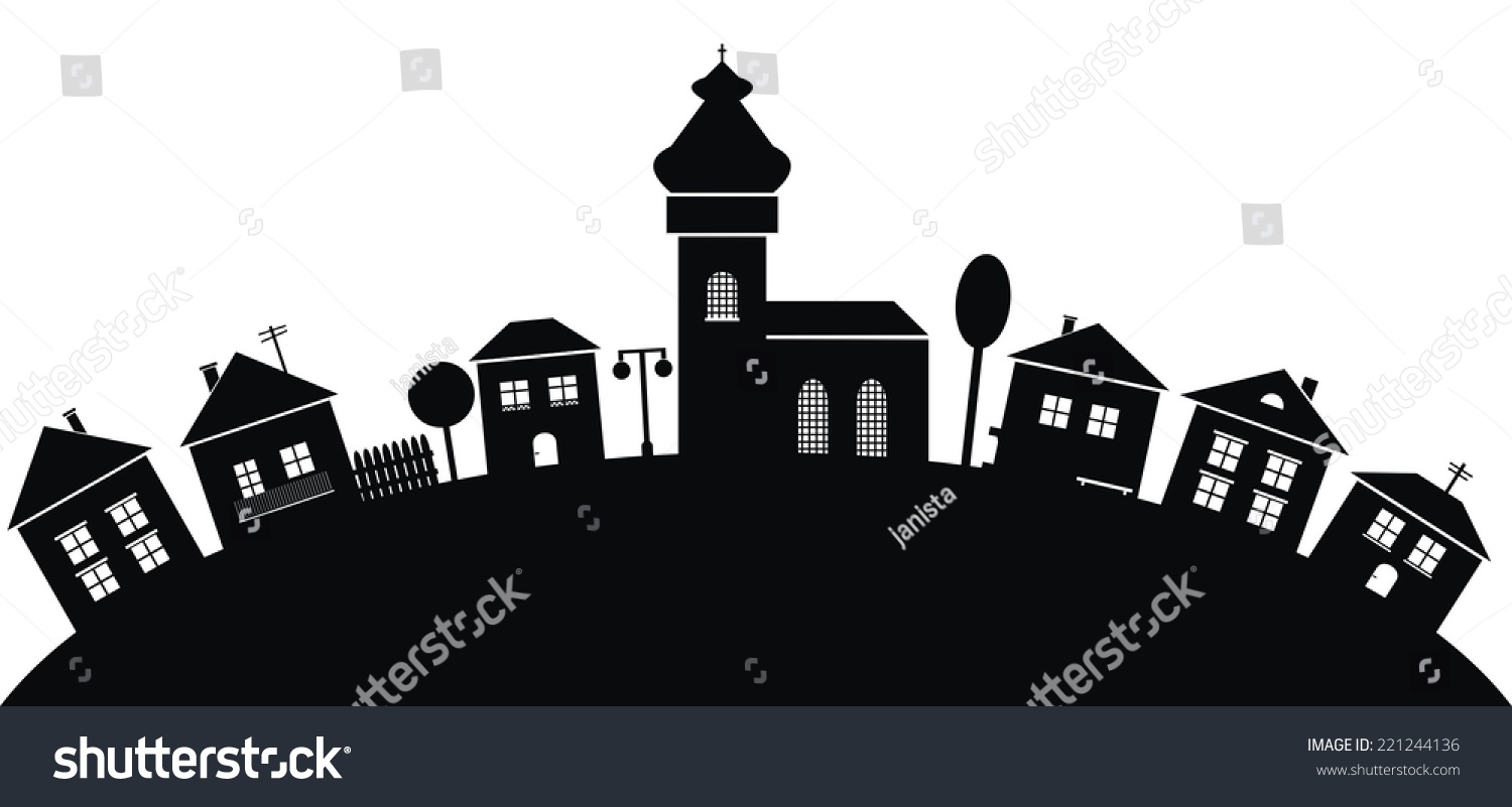 Download Village, Black Silhouette Stock Vector Illustration ...