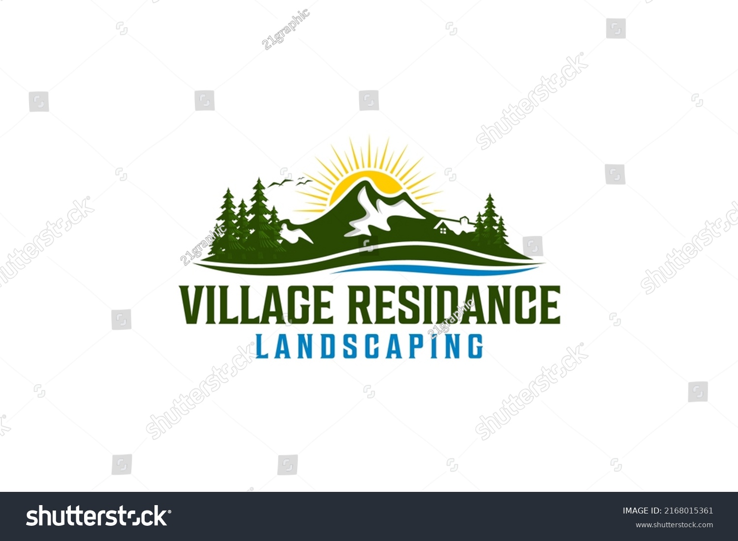 Village Hills Logo Mountain Sunrise Pine Stock Vector (Royalty Free ...