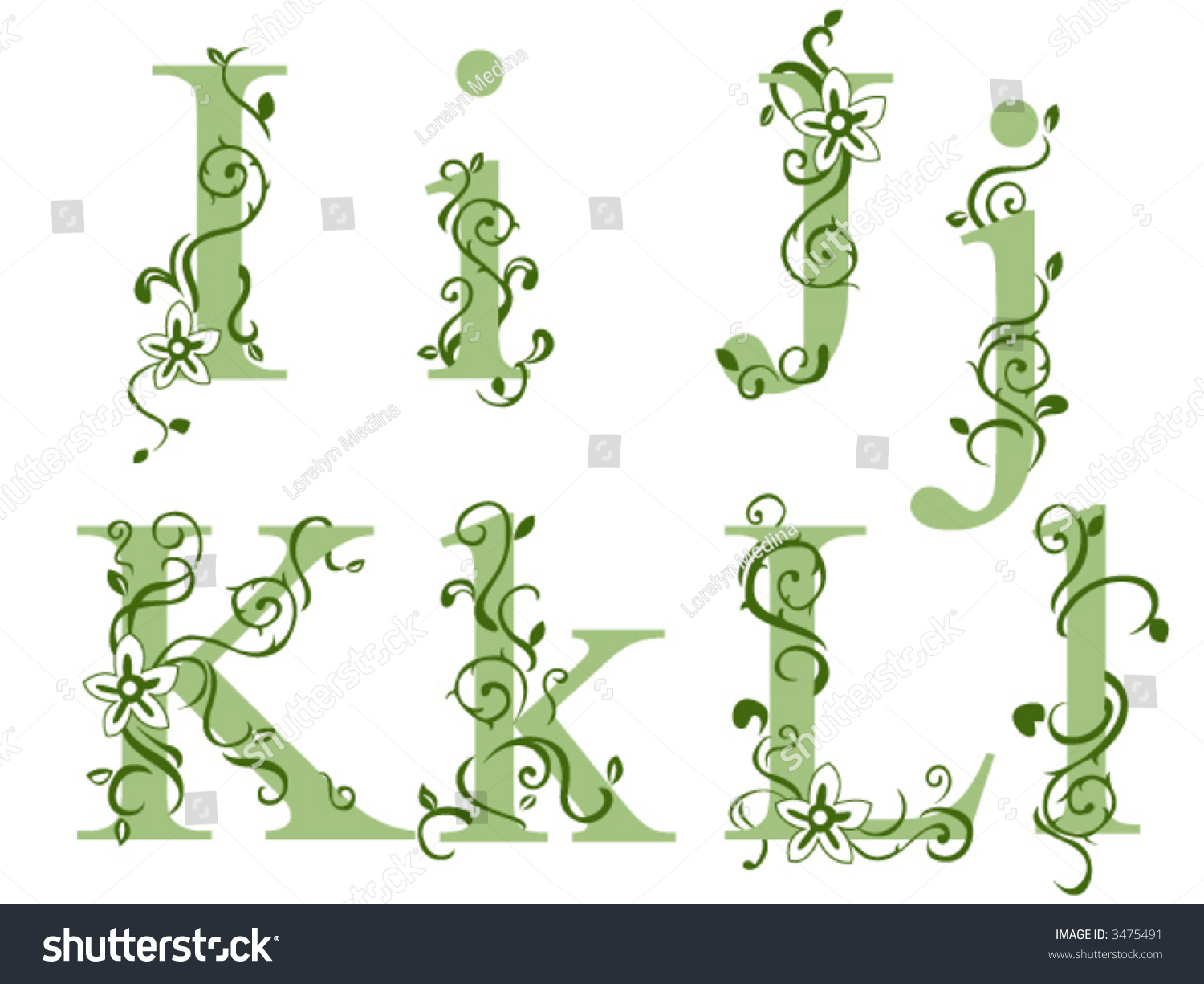 Vines Alphabet Series Vector Stock Vector (Royalty Free) 3475491