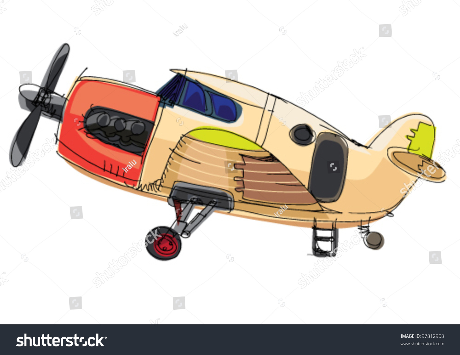 Vintage Aircraft Cartoon Stock Vector 97812908 Shutterstock