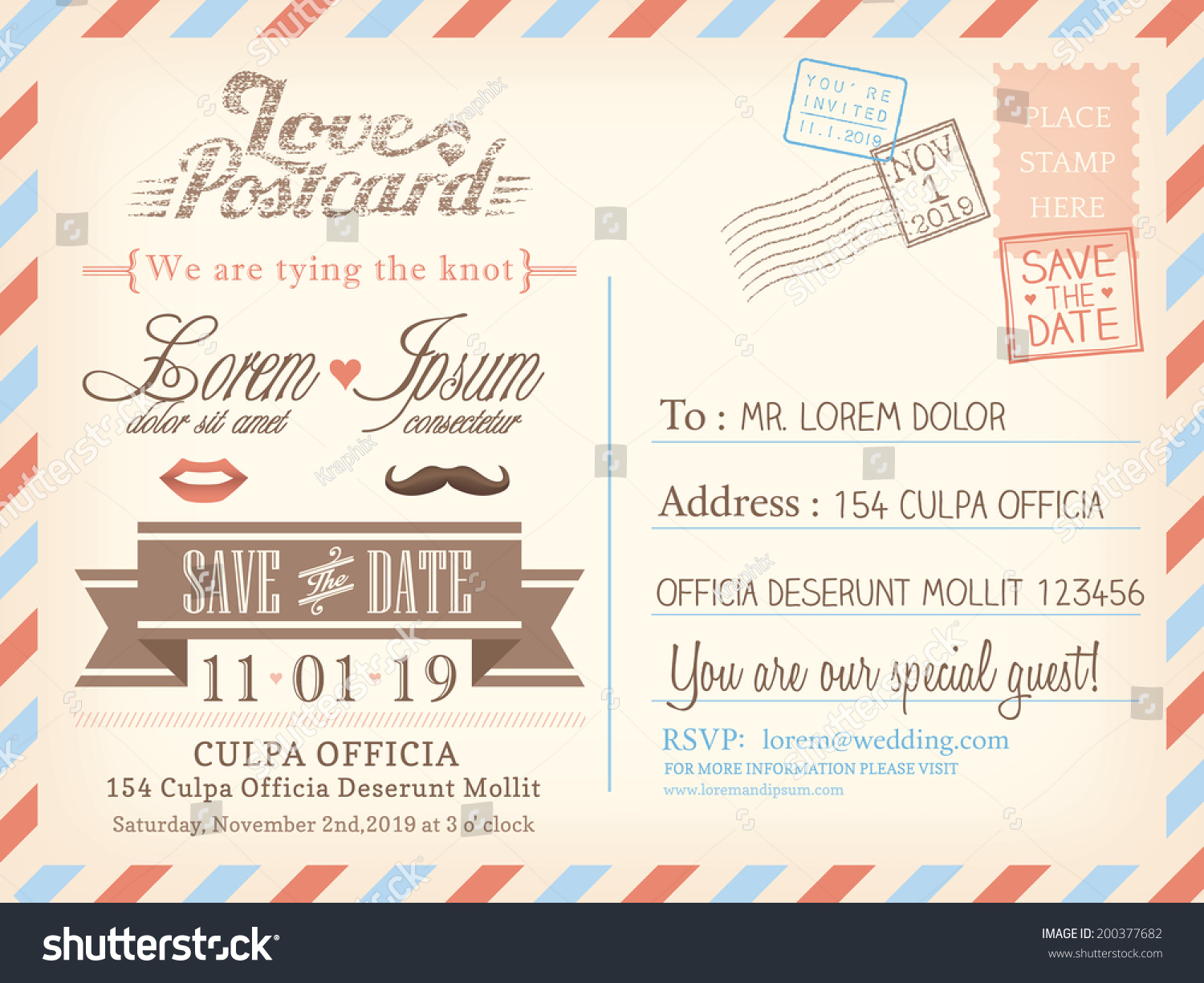 wedding invitation postcard templates