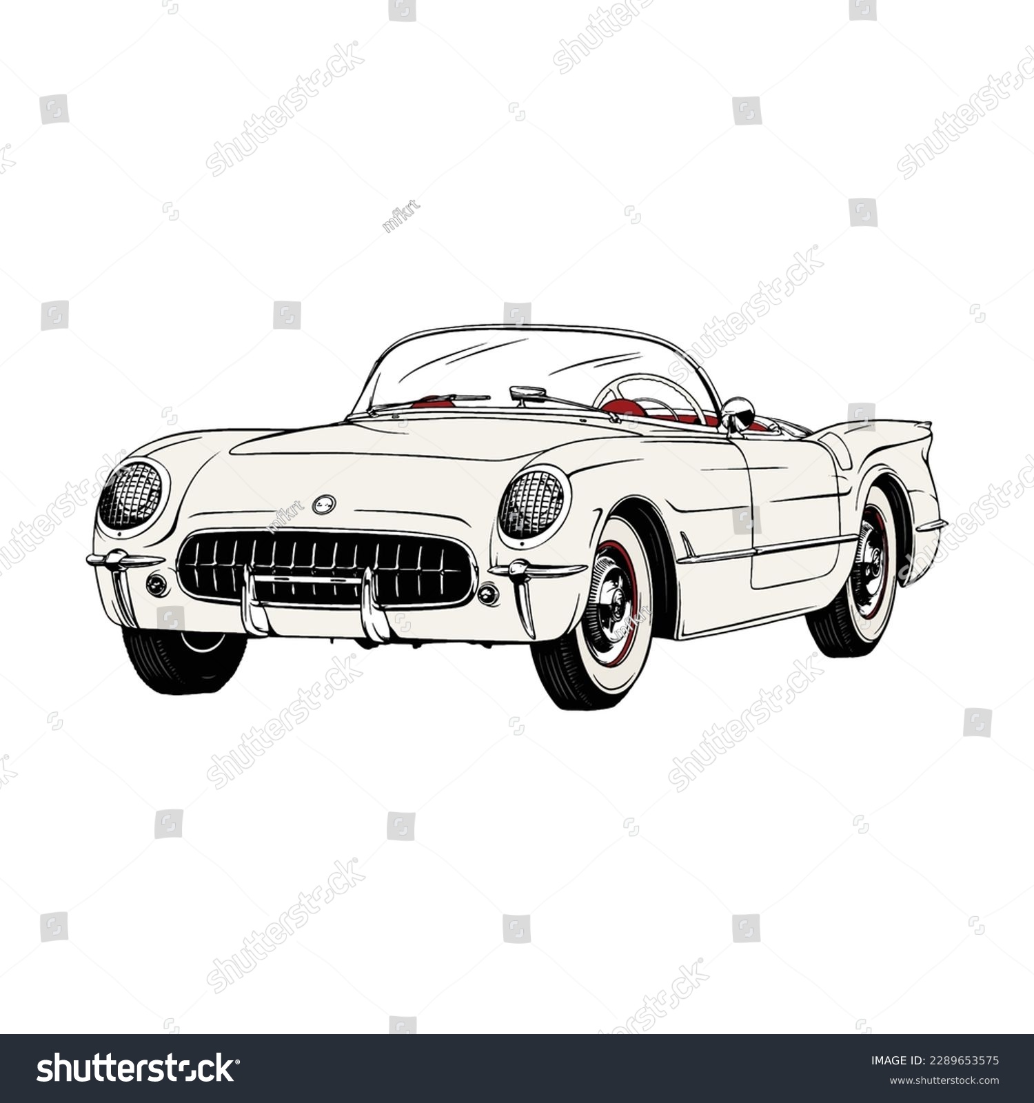 SVG of Vintage American Classic Sport Cars illustration vector line art svg