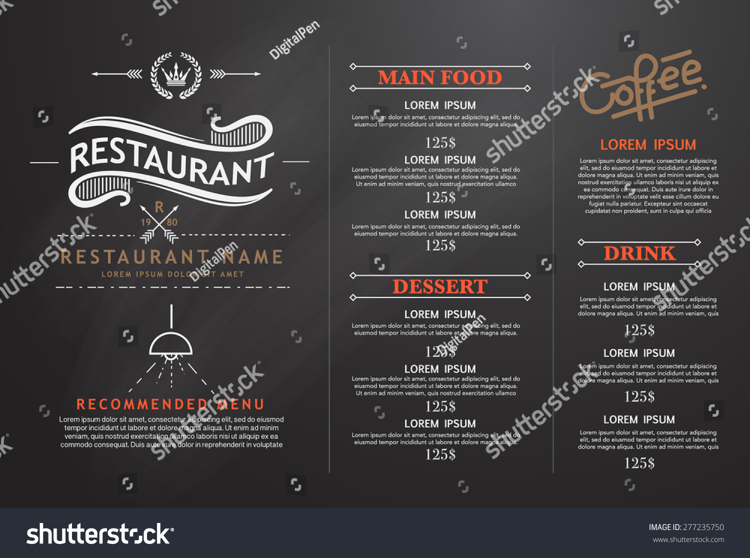 Vintage Art Restaurant Menu Design Stock Vector (Royalty Free ...