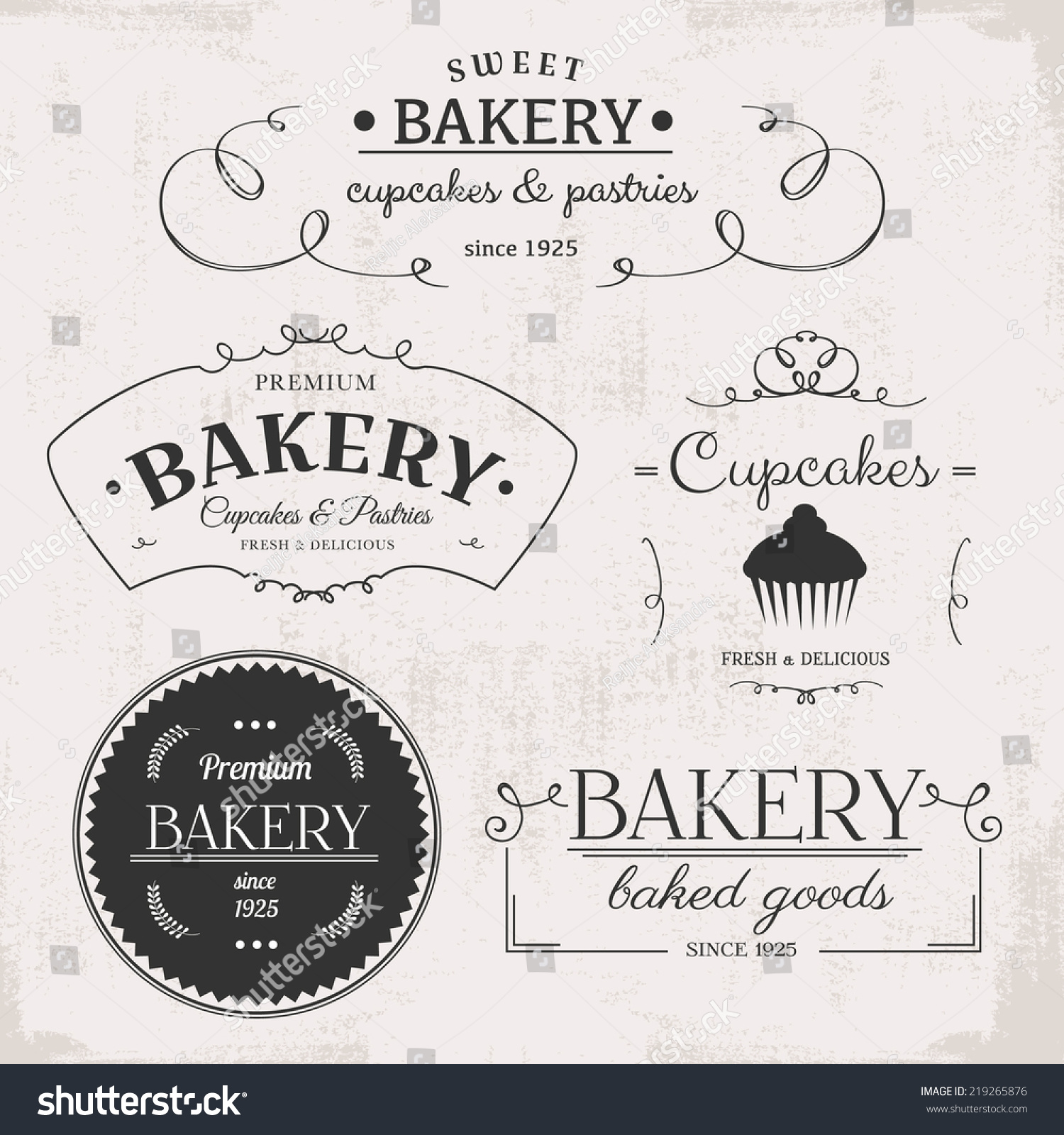 Vintage Bakery Labels Stock Vector (Royalty Free) 219265876