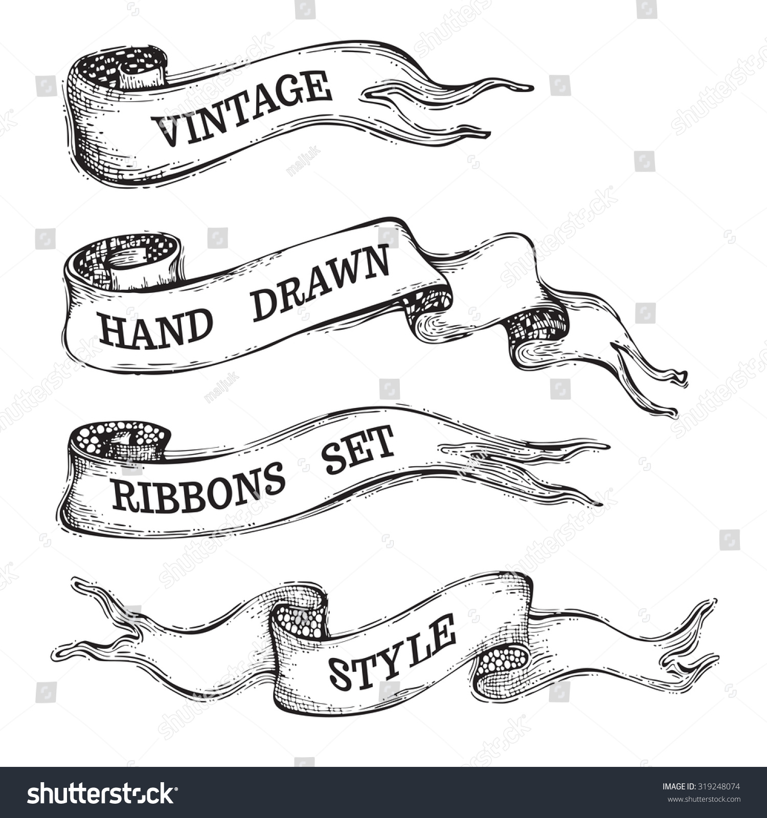 Vintage Banner Ribbons Isolated On White Stock Vector (royalty Free 