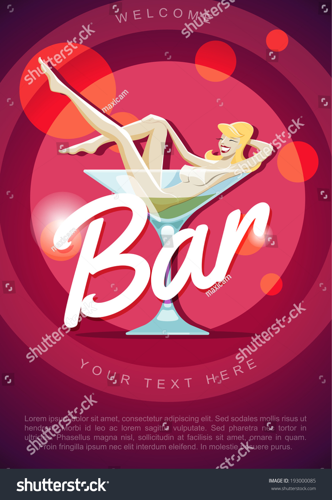 Vintage Bar Poster Naked Woman Glass Shutterstock