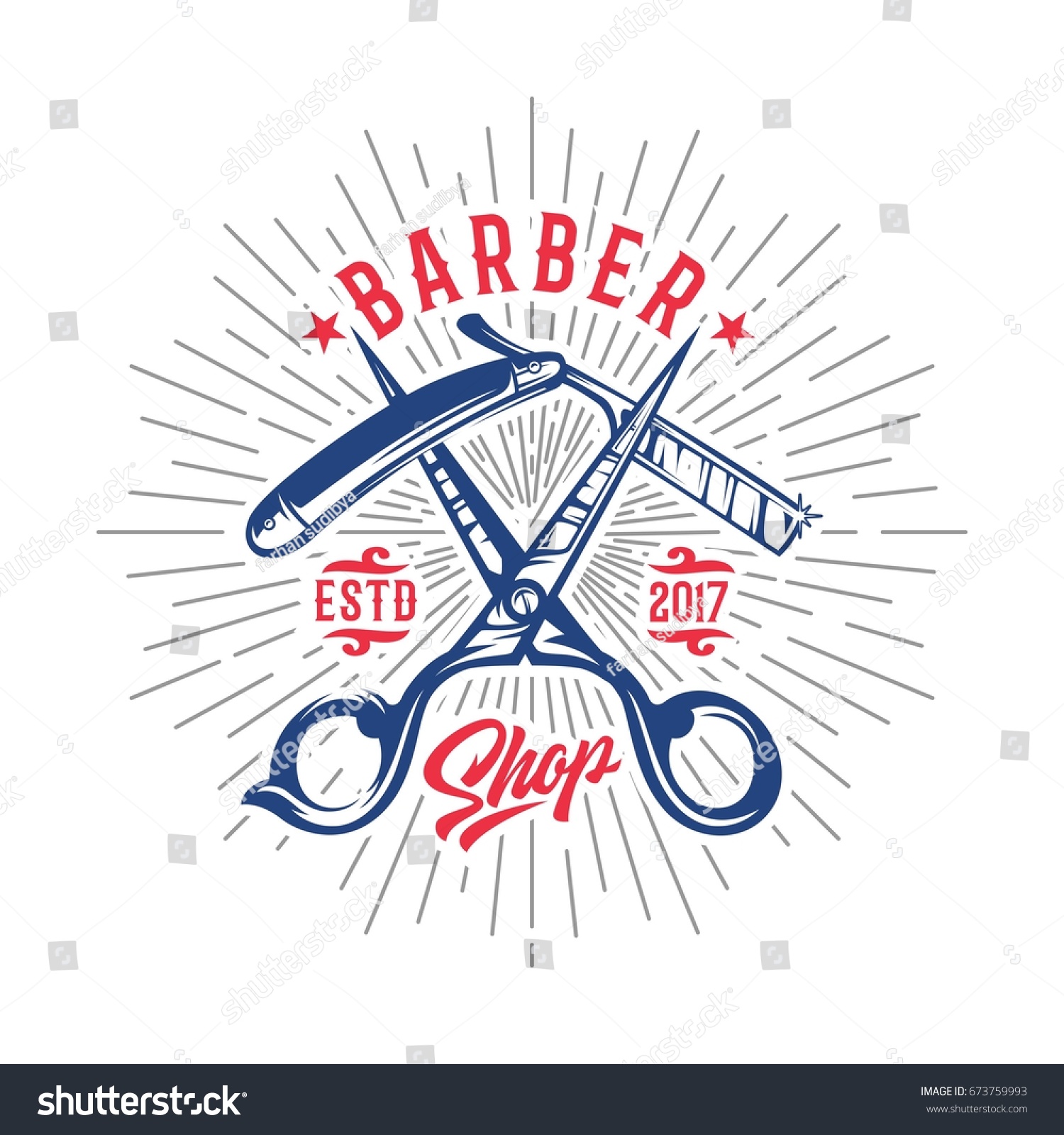 Vintage Barber Shop Logo Labels Badges Stock Vector (Royalty Free ...