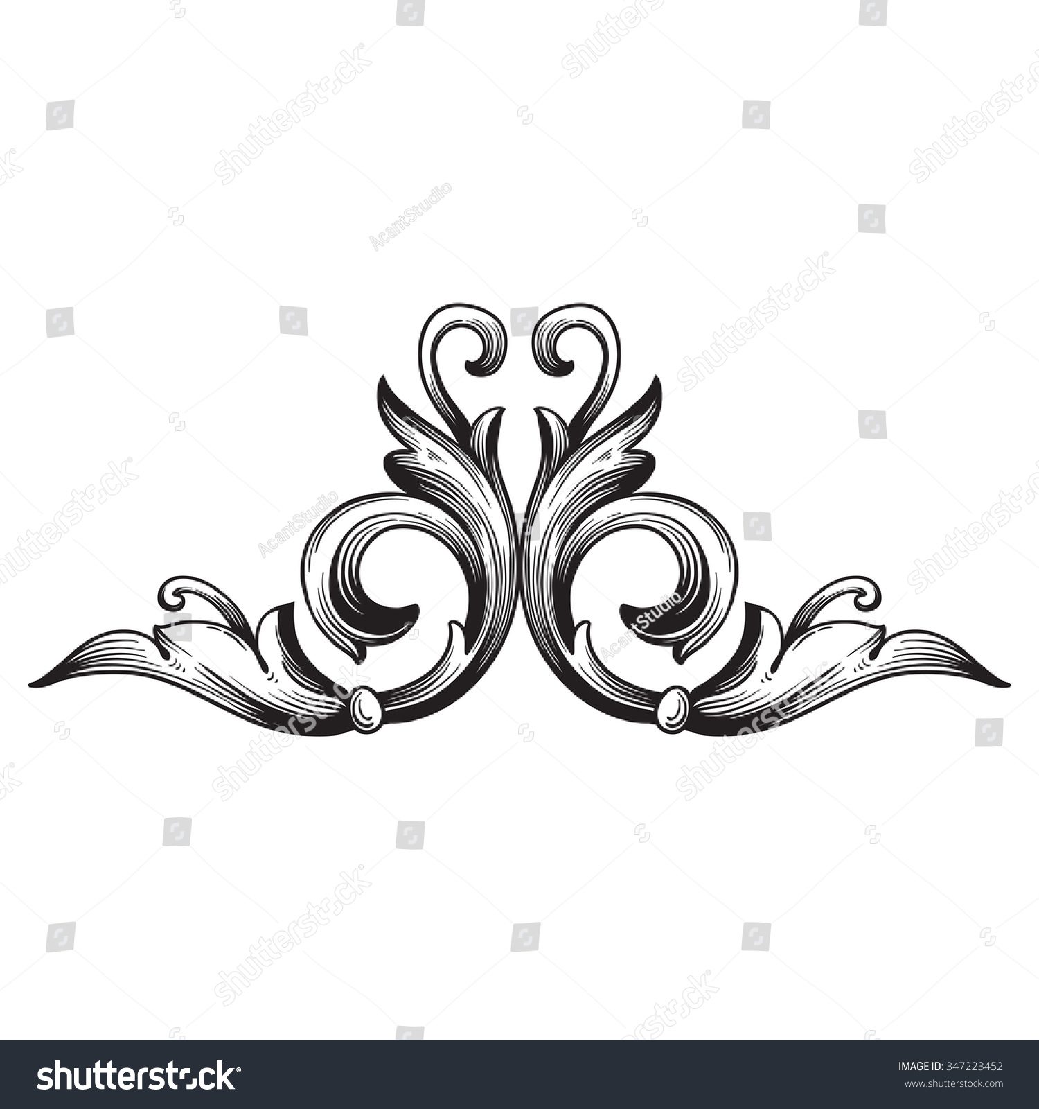 Vintage Baroque Frame Scroll Ornament Engraving Stock Vector (royalty 