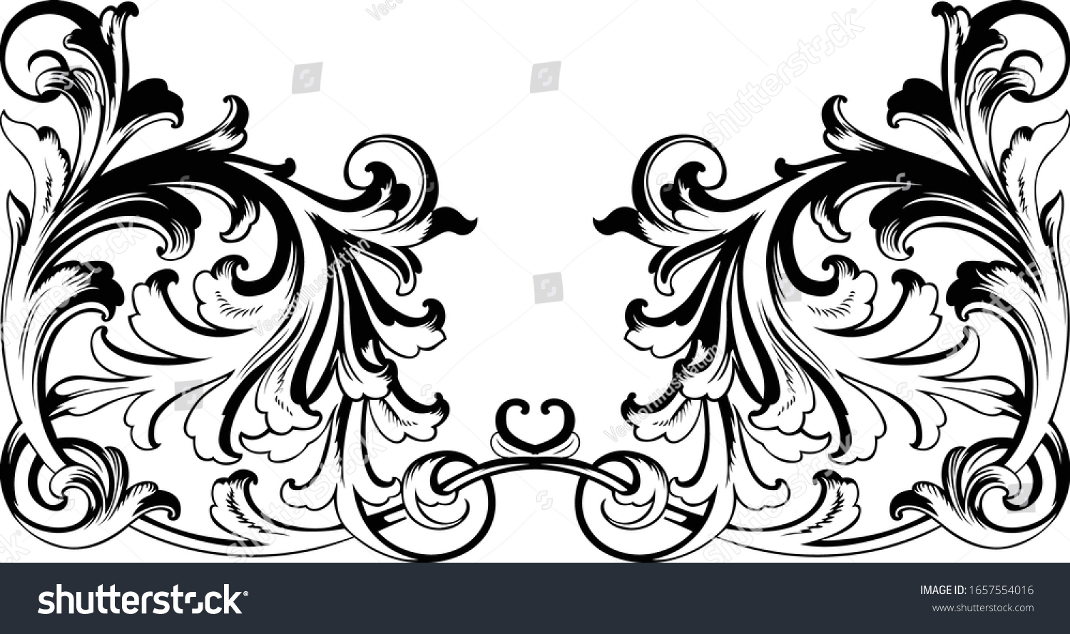 Vintage Baroque Victorian Frame Border Tattoo Stock Vector (Royalty ...