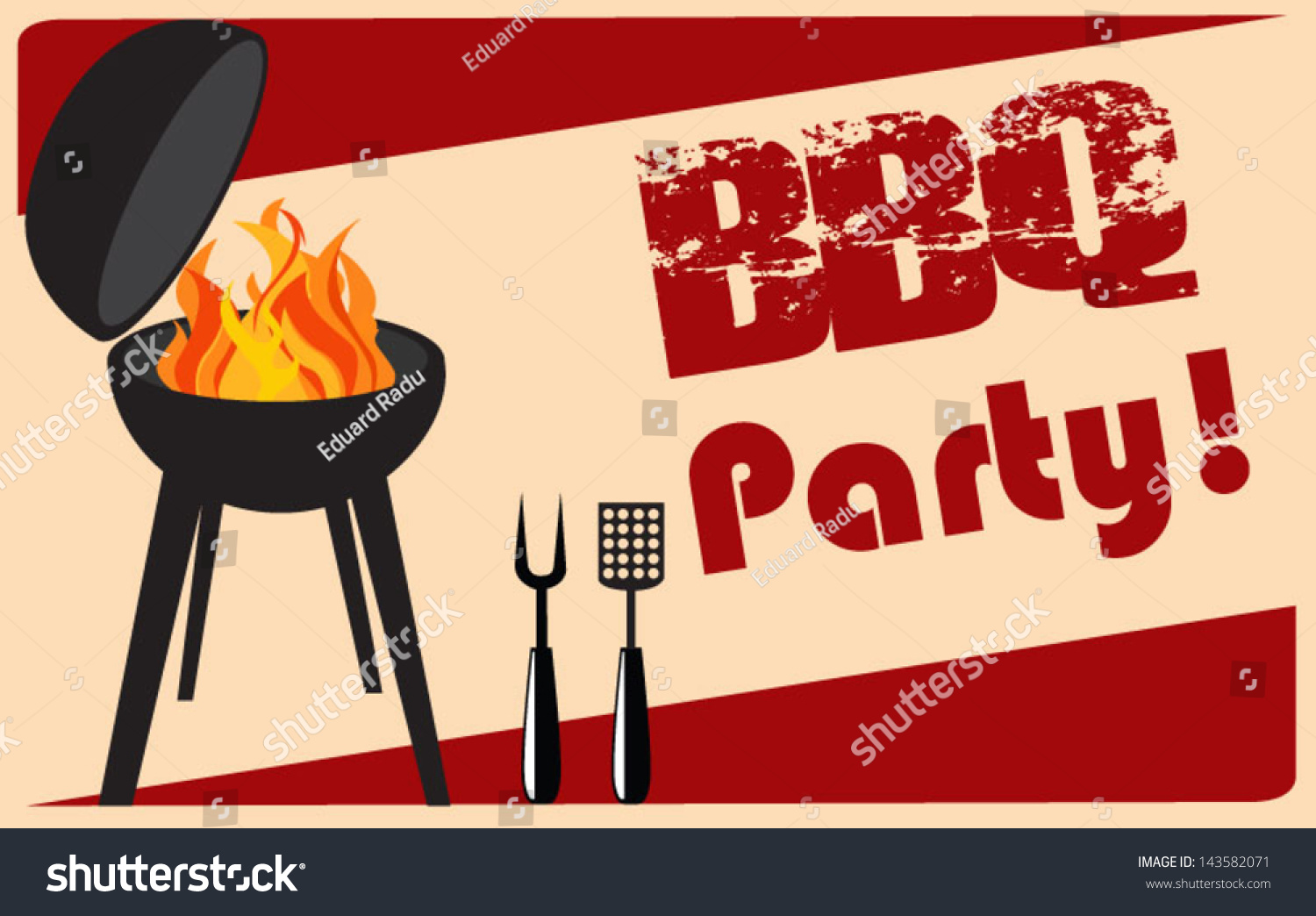 Vintage Bbq Grill Party Stock Vector Royalty Free 143582071