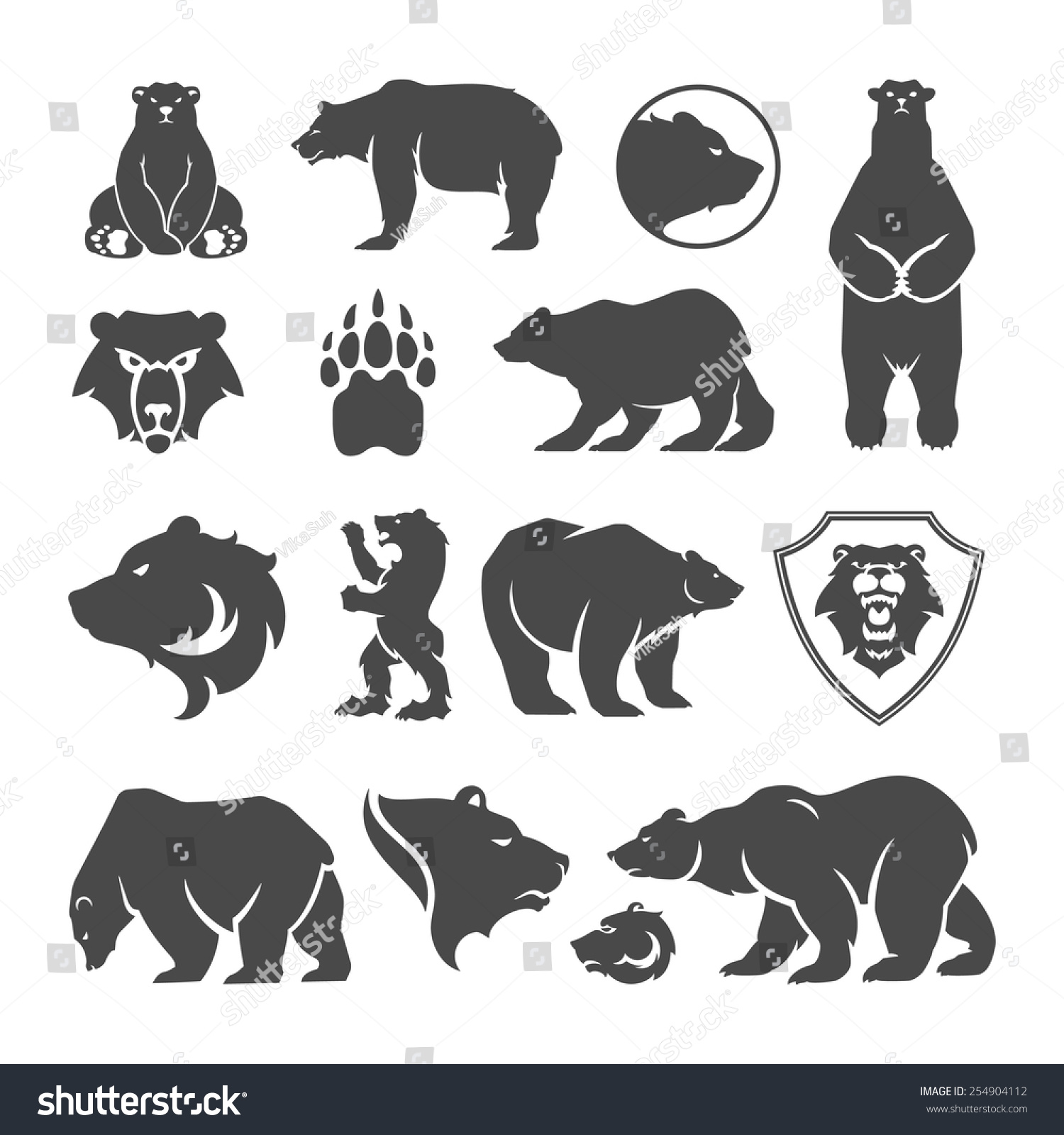 SVG of Vintage bear mascot, emblems, symbols, icons set. Can be used for T-shirts print, labels, badges, stickers, logotypes vector illustration. svg