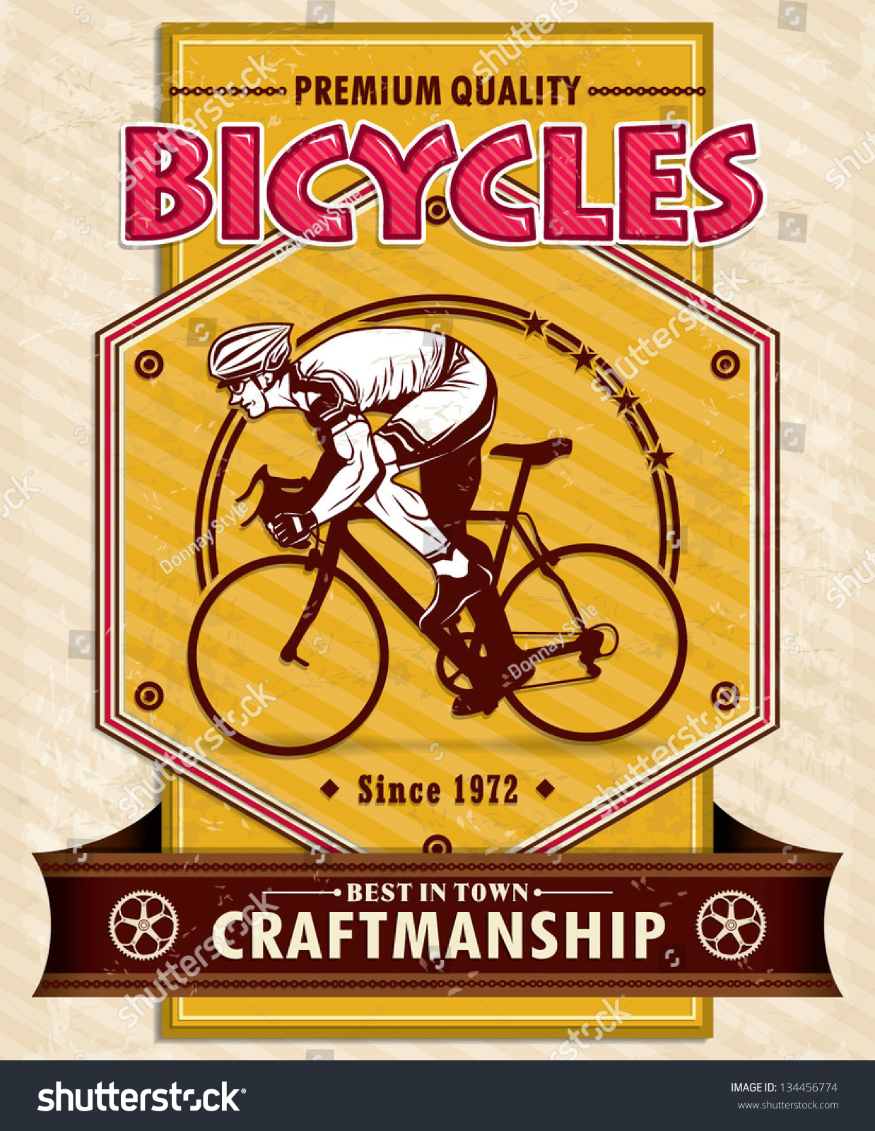 Vintage Bicycle Poster Design Stock Vector Illustration 134456774 ...