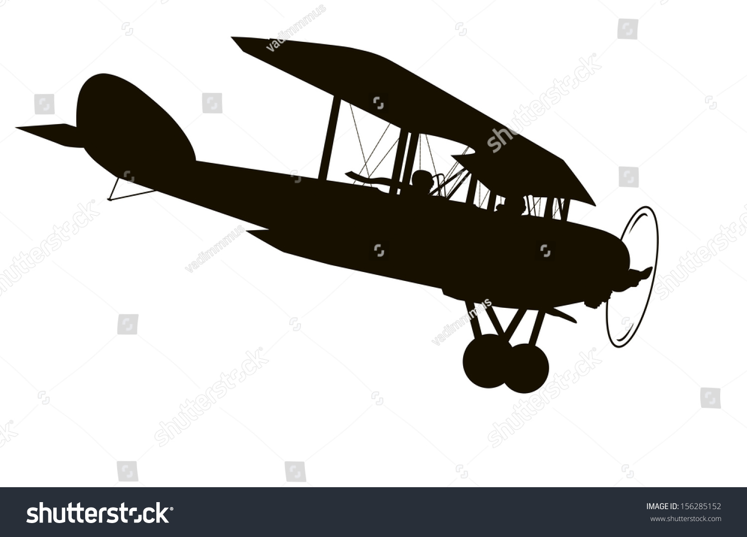 Vintage Biplane Vector Silhouette - 156285152 : Shutterstock