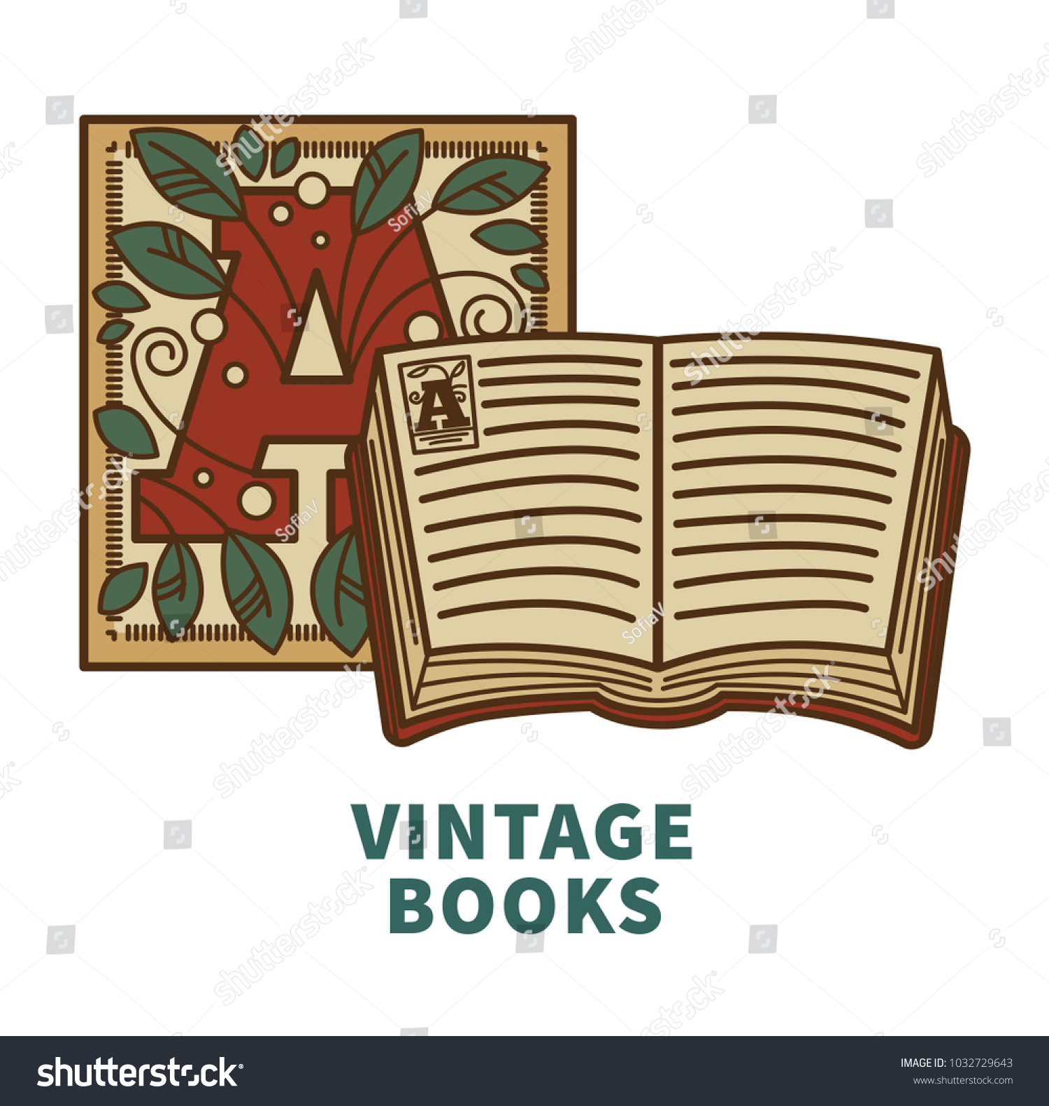 Vintage Book Vector Icon Cover Letter Stock Vector Royalty Free 1032729643