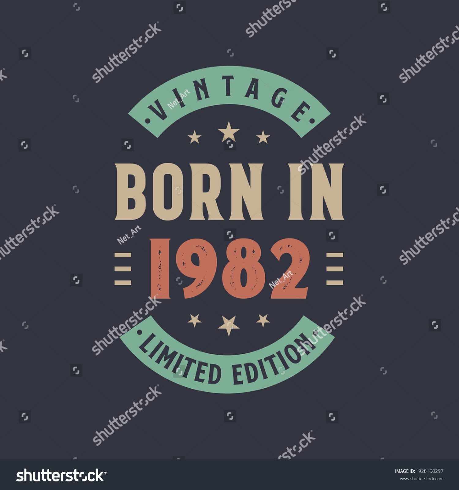 Vintage Born 1982 Born 1982 Retro Stock Vector (Royalty Free