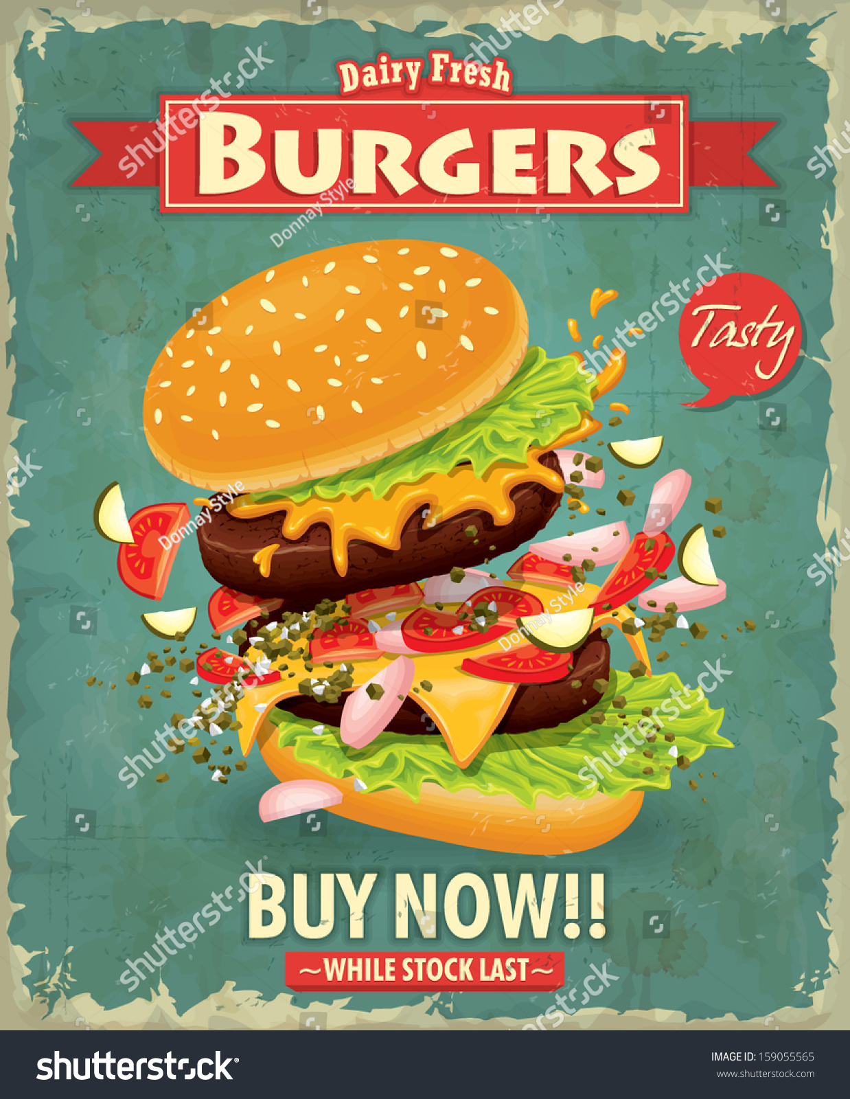 Vintage Burger Poster Design Stock Vector Royalty Free 159055565 Shutterstock 8484