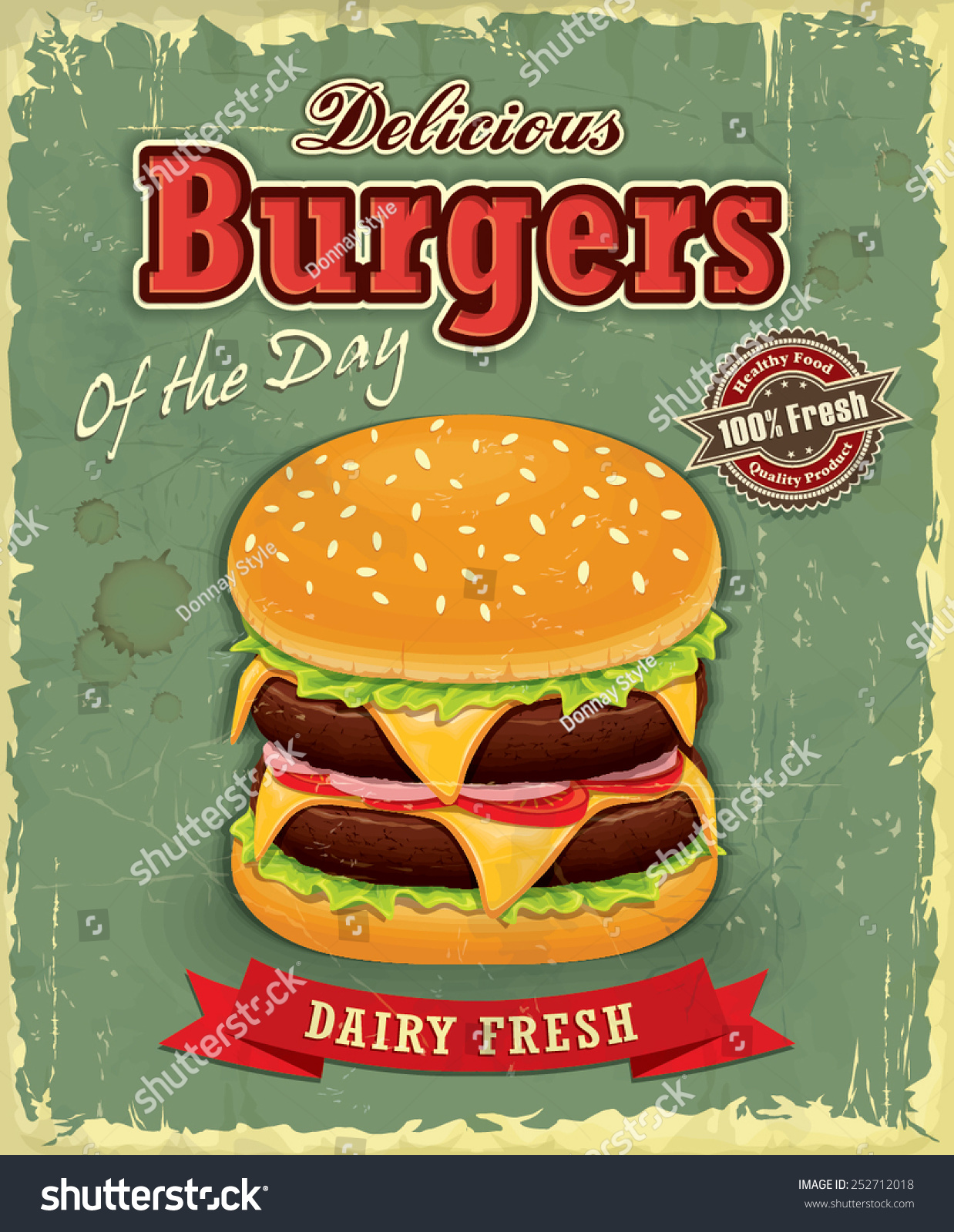 Vintage Burger Poster Design Stock Vector Royalty Free 252712018 Shutterstock 8495