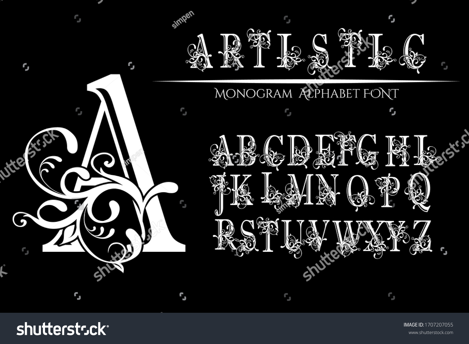 Vintage Capital Alphabet Font Typography Luxury Stock Vector (Royalty ...