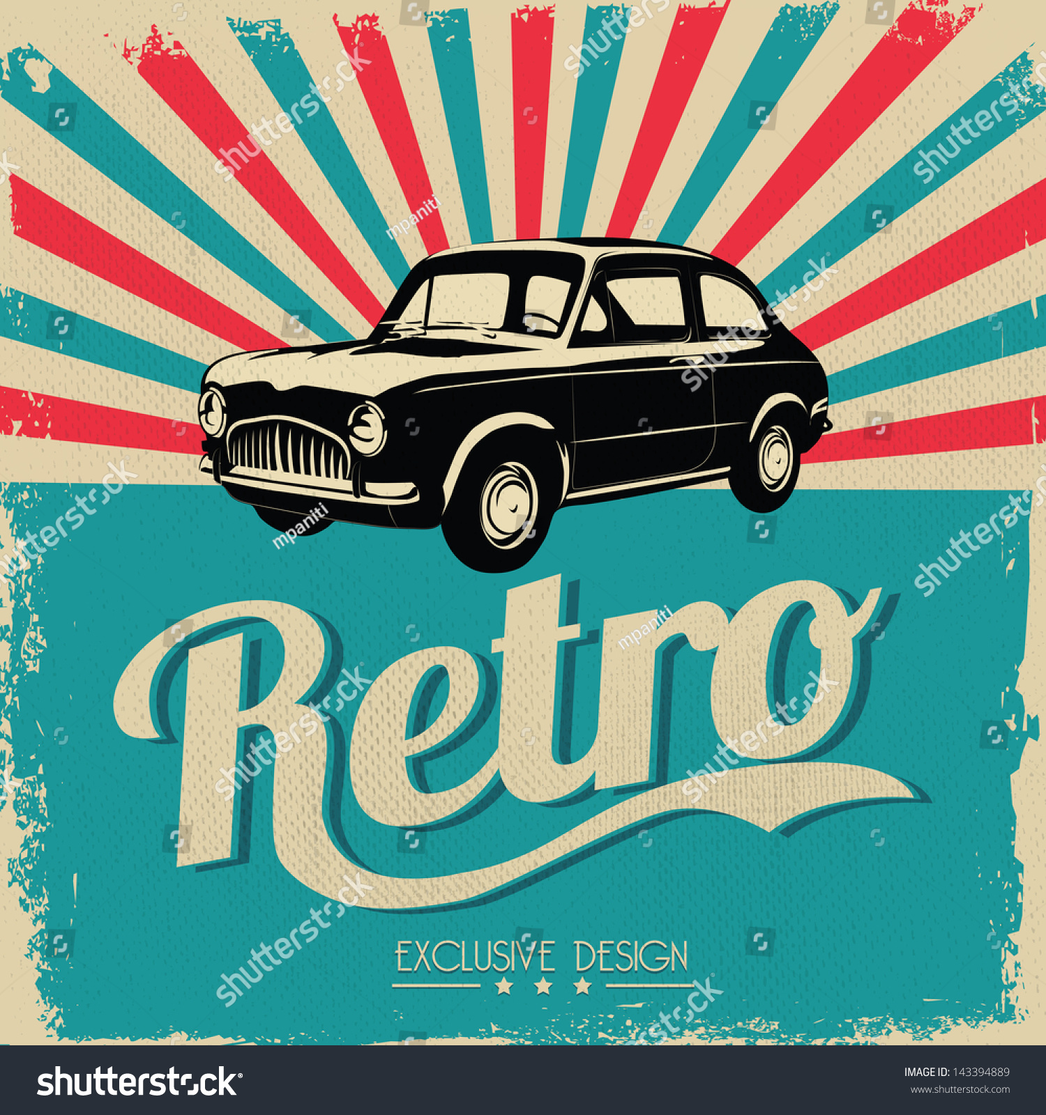 Vintage Car Design Flyer - Grungy Style Vector Design - 143394889 ...