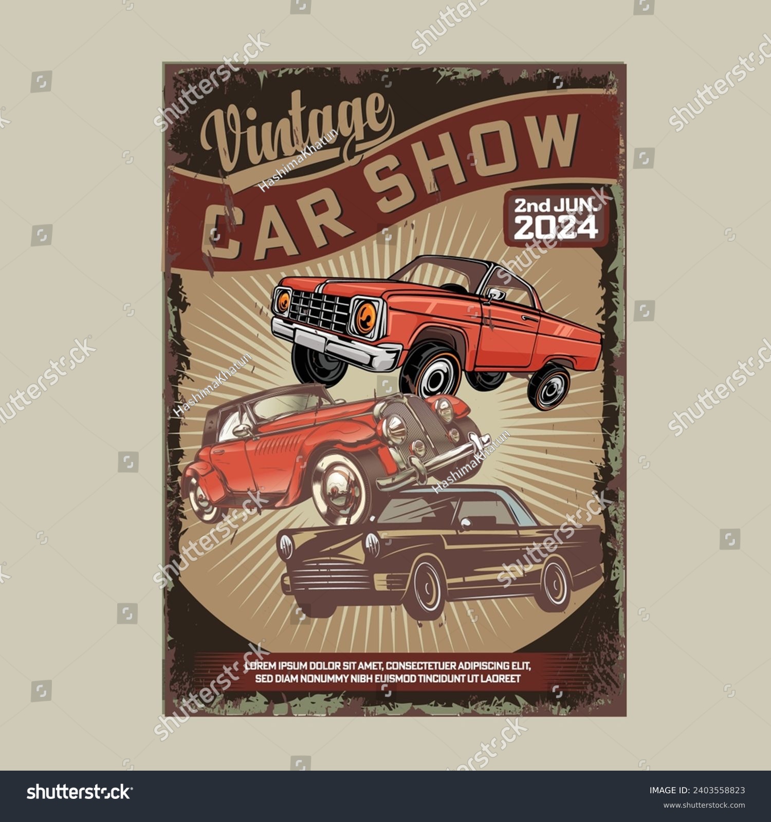 SVG of Vintage Car Show Poster Design ,Vector File svg