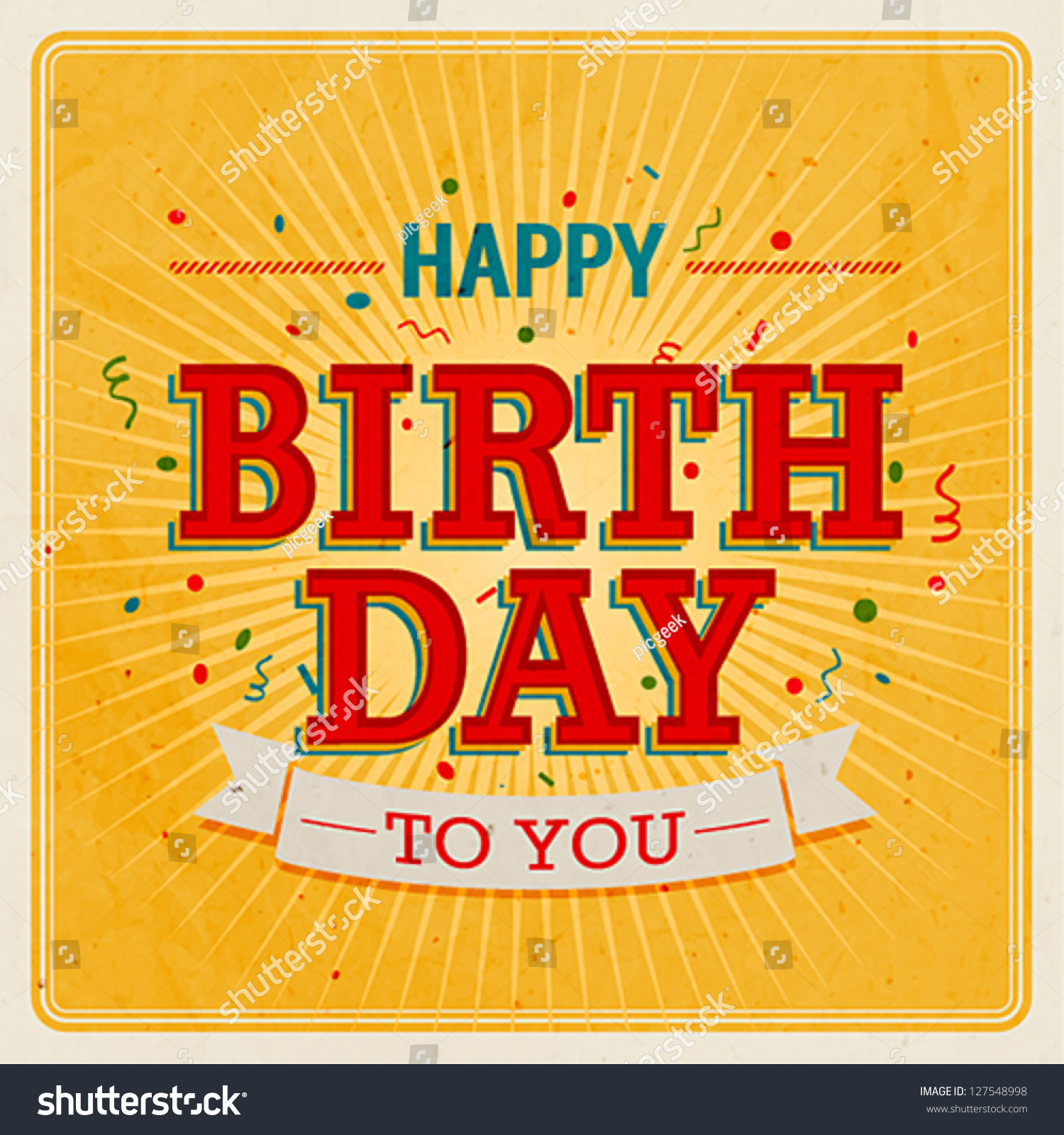 Vintage Happy Birthday Card Clip Art